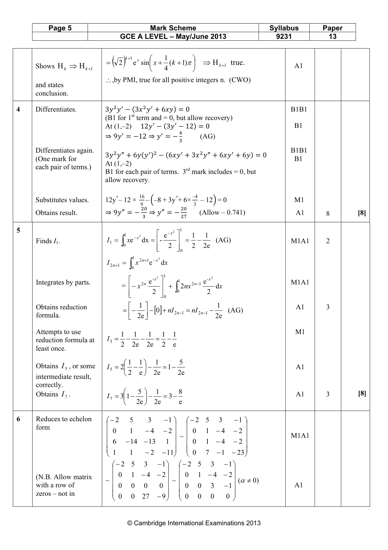 Mark scheme, page 5 of 10
