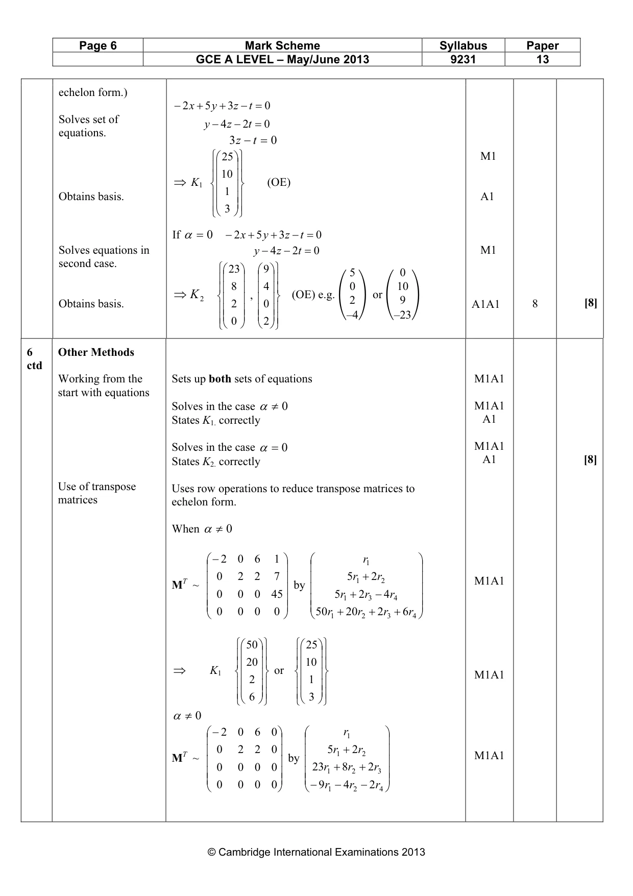 Mark scheme, page 6 of 10