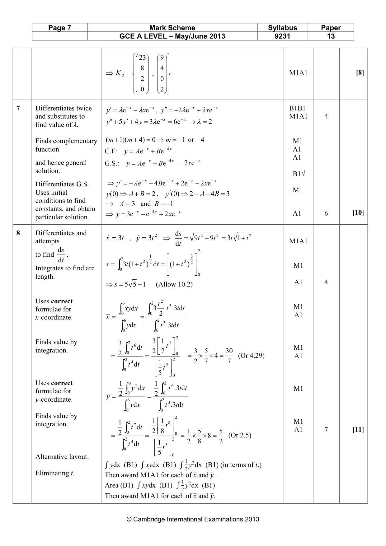 Mark scheme, page 7 of 10