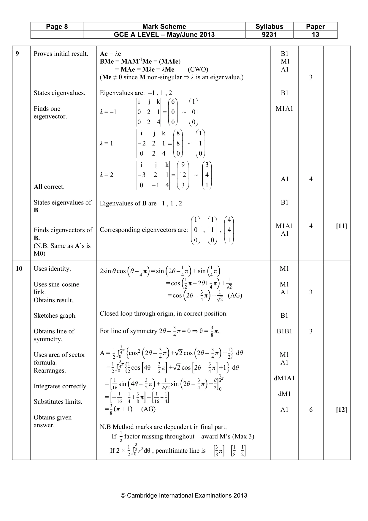 Mark scheme, page 8 of 10