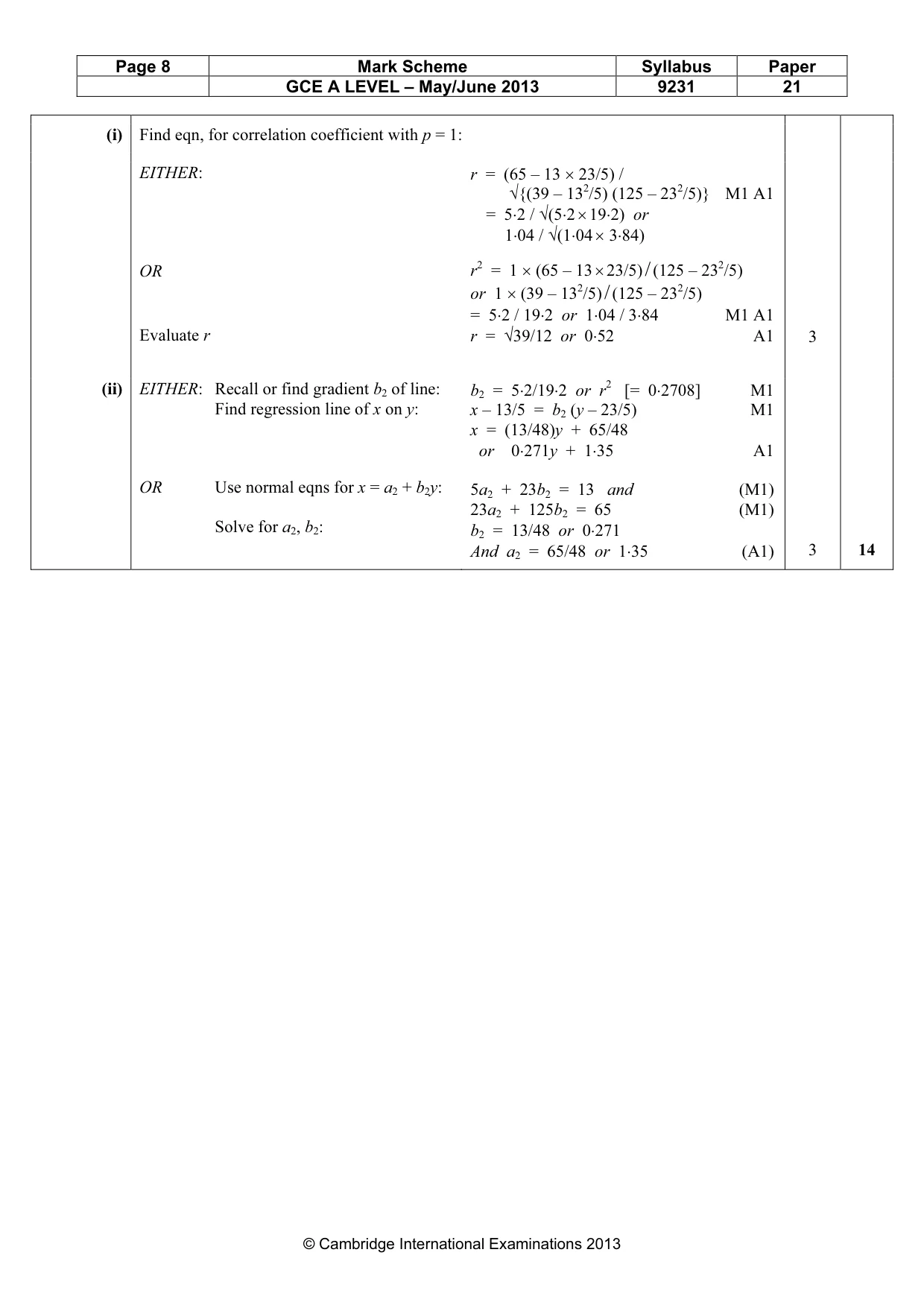Mark scheme, page 8 of 8
