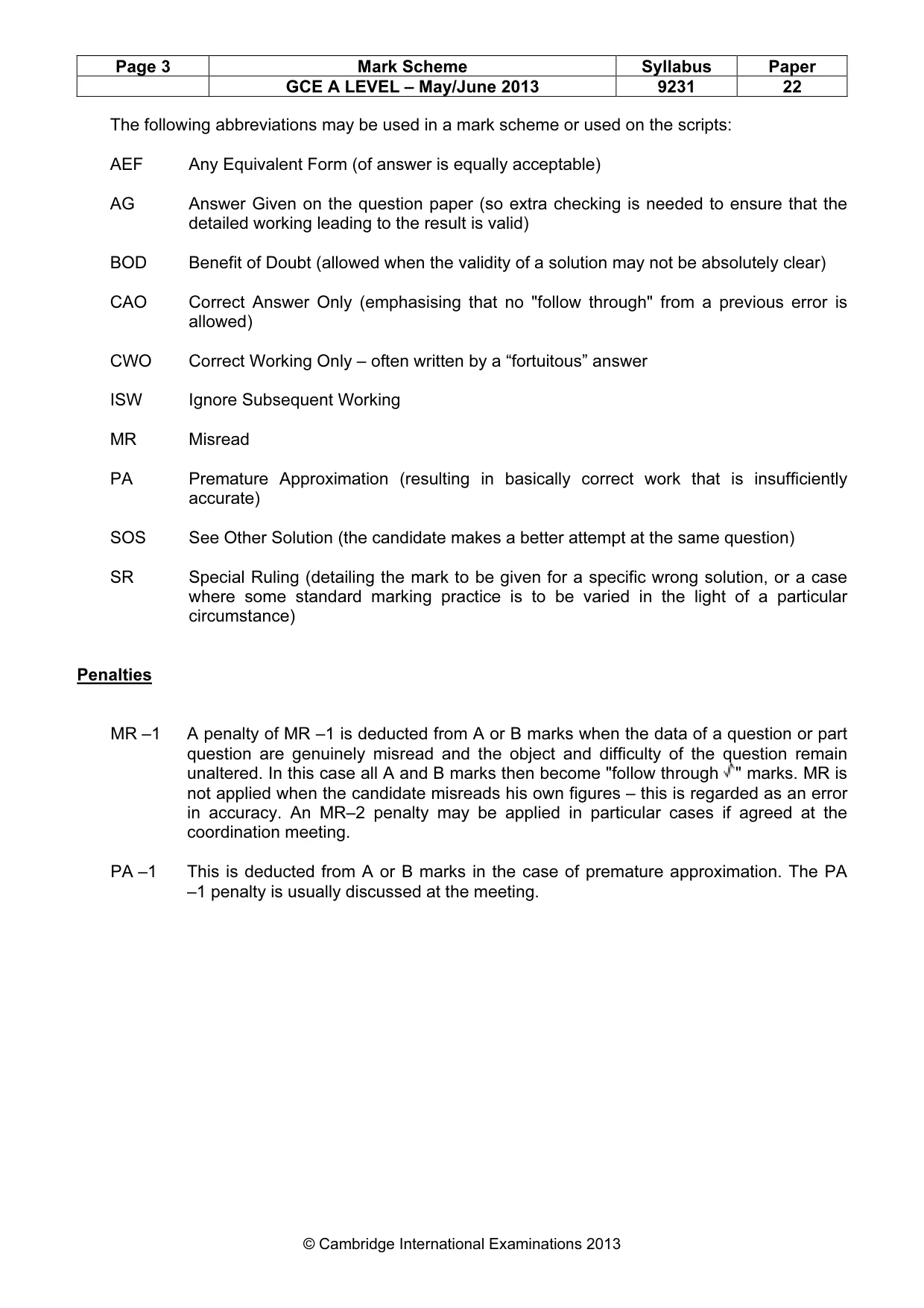Mark scheme, page 3 of 8