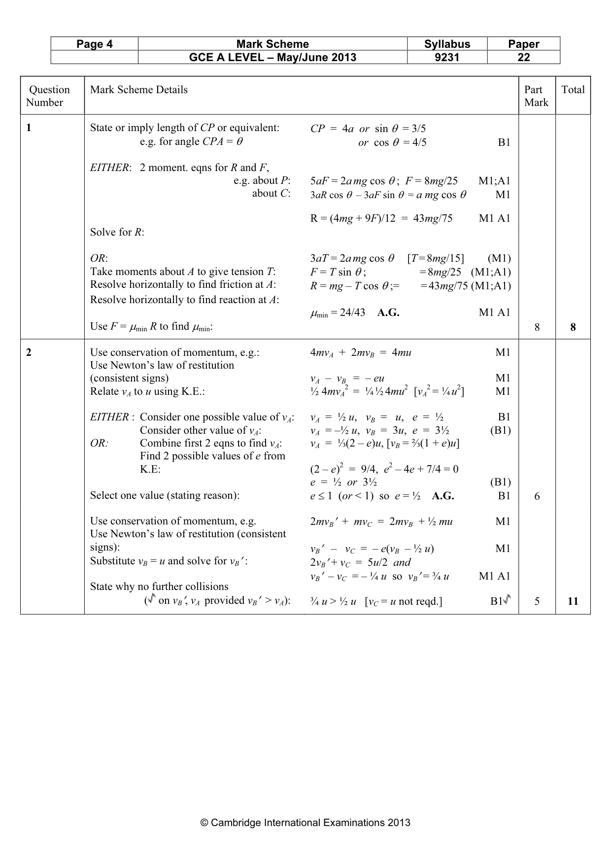 Mark scheme, page 4 of 8
