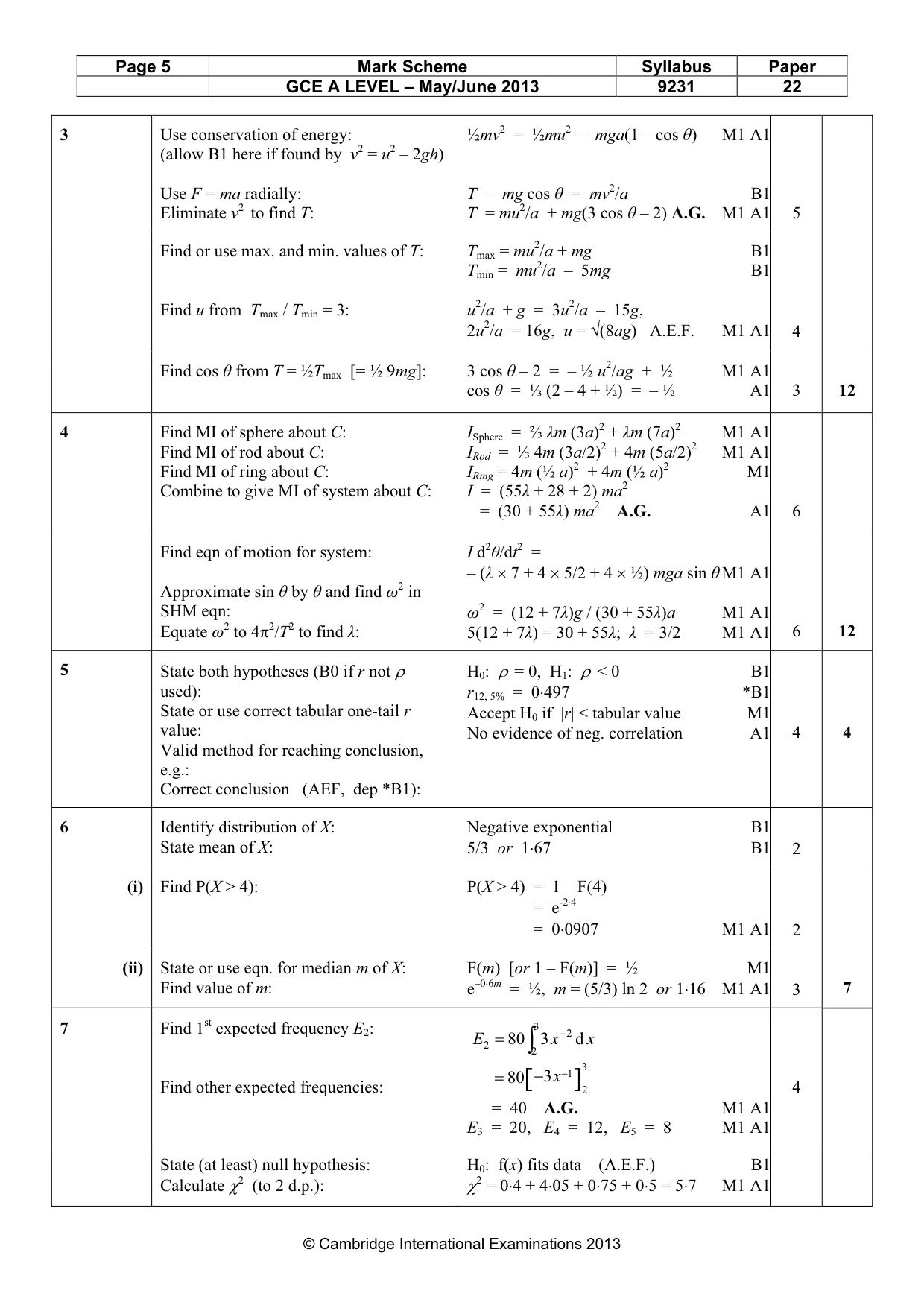 Mark scheme, page 5 of 8