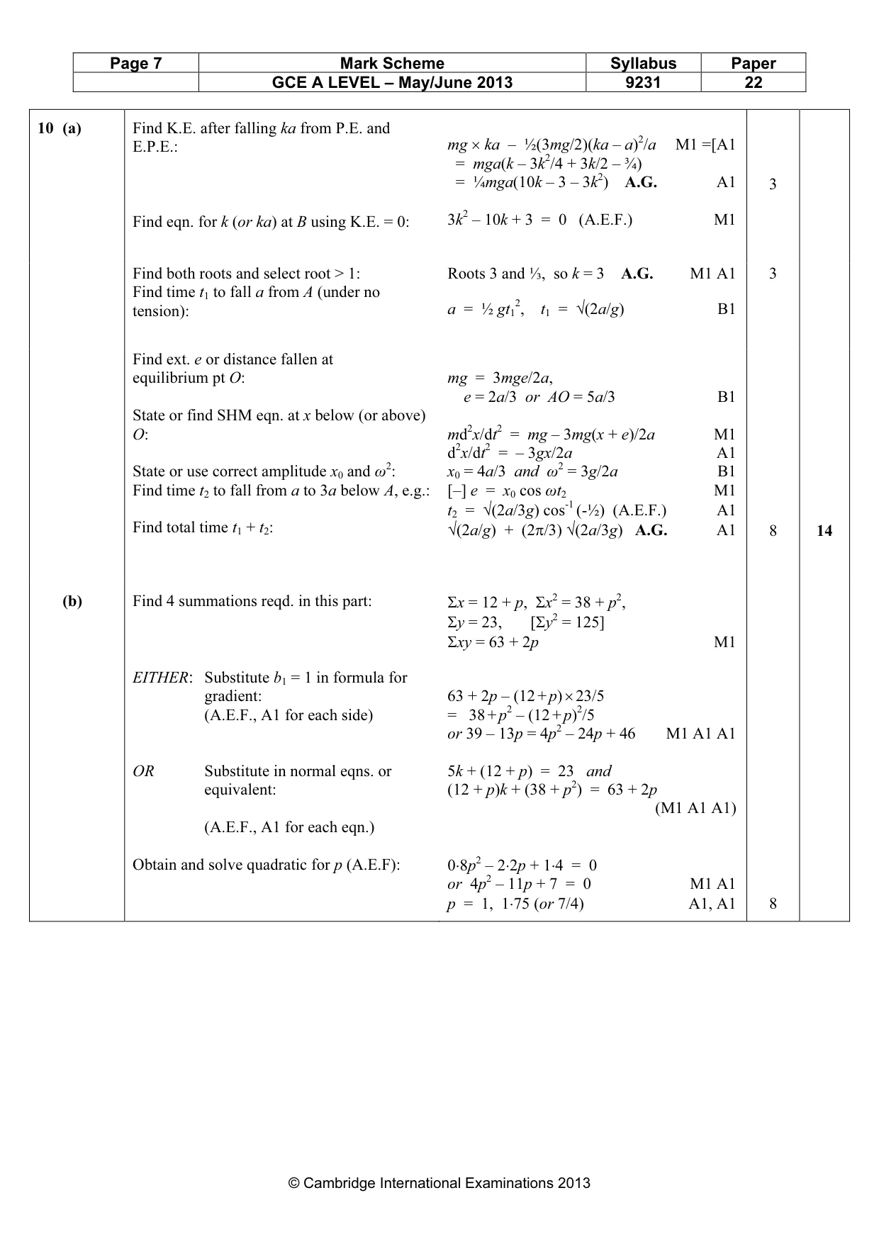 Mark scheme, page 7 of 8