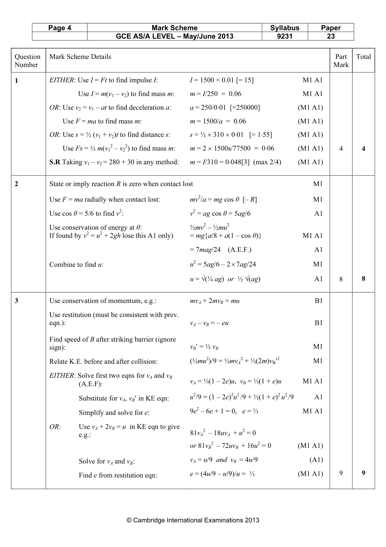 Mark scheme, page 4 of 8