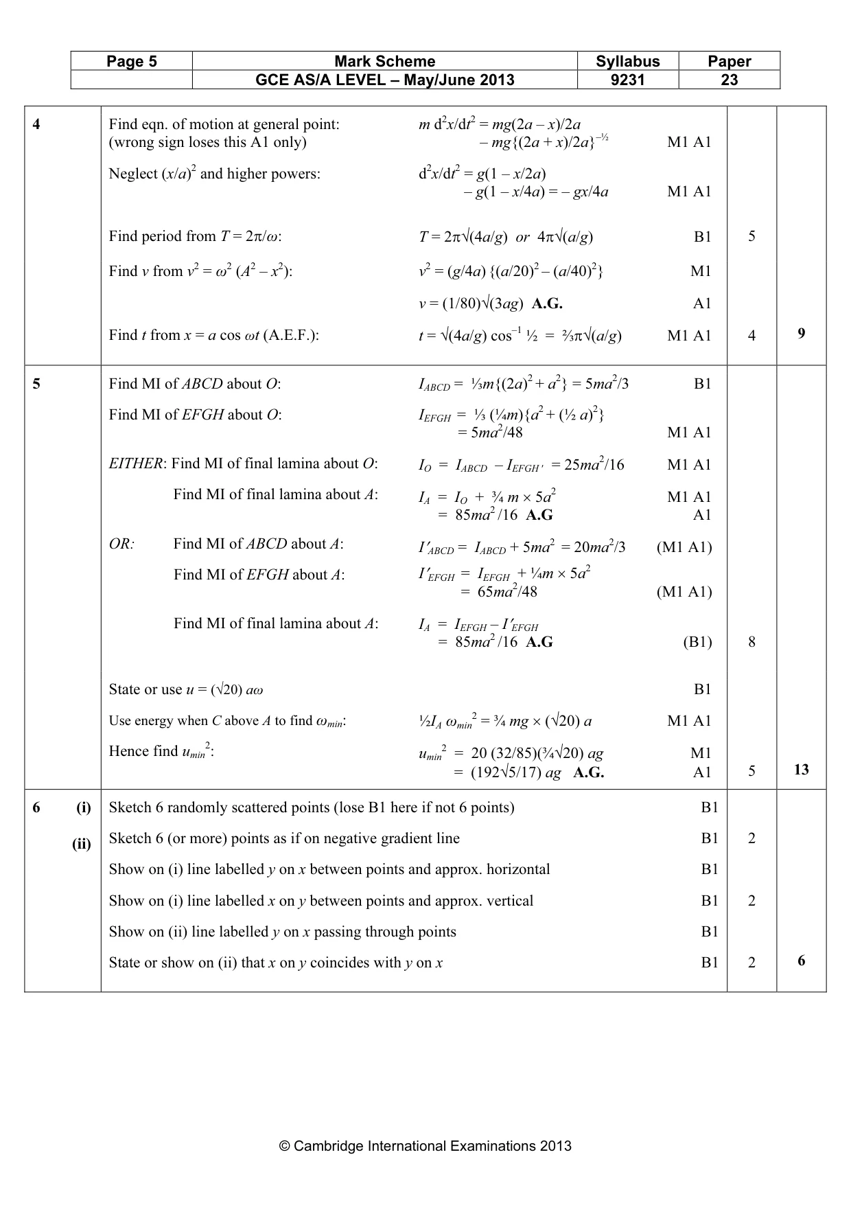 Mark scheme, page 5 of 8