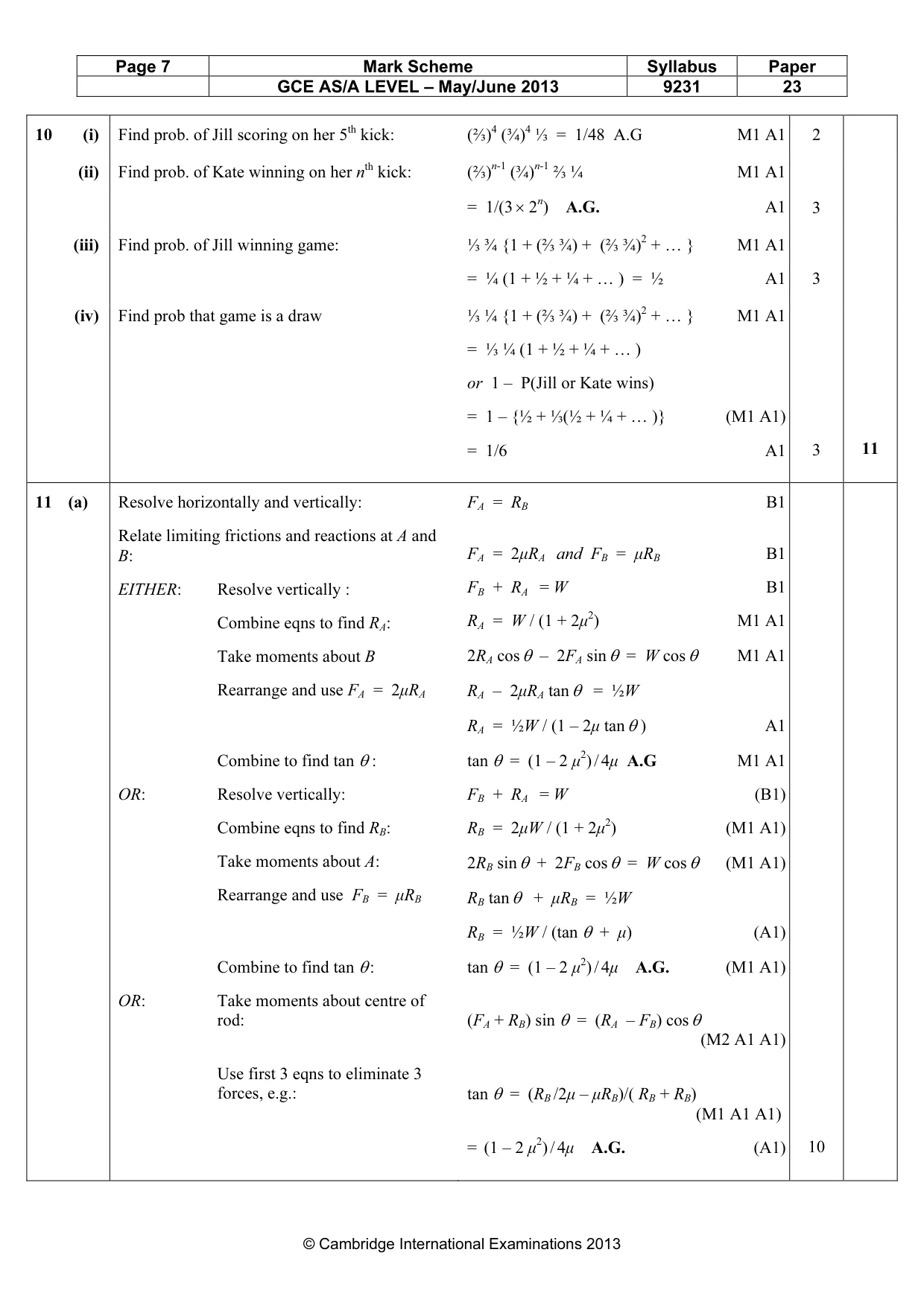 Mark scheme, page 7 of 8
