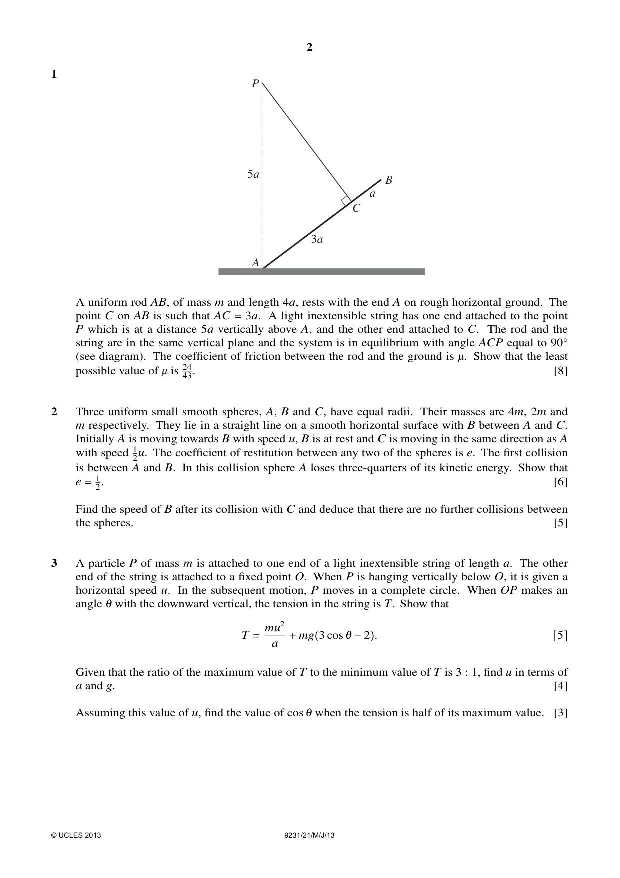 Cambridge A Level Mathematics - Further 9231 2013 May/June Paper 2 · Variant 1 question paper, page 2 of 8