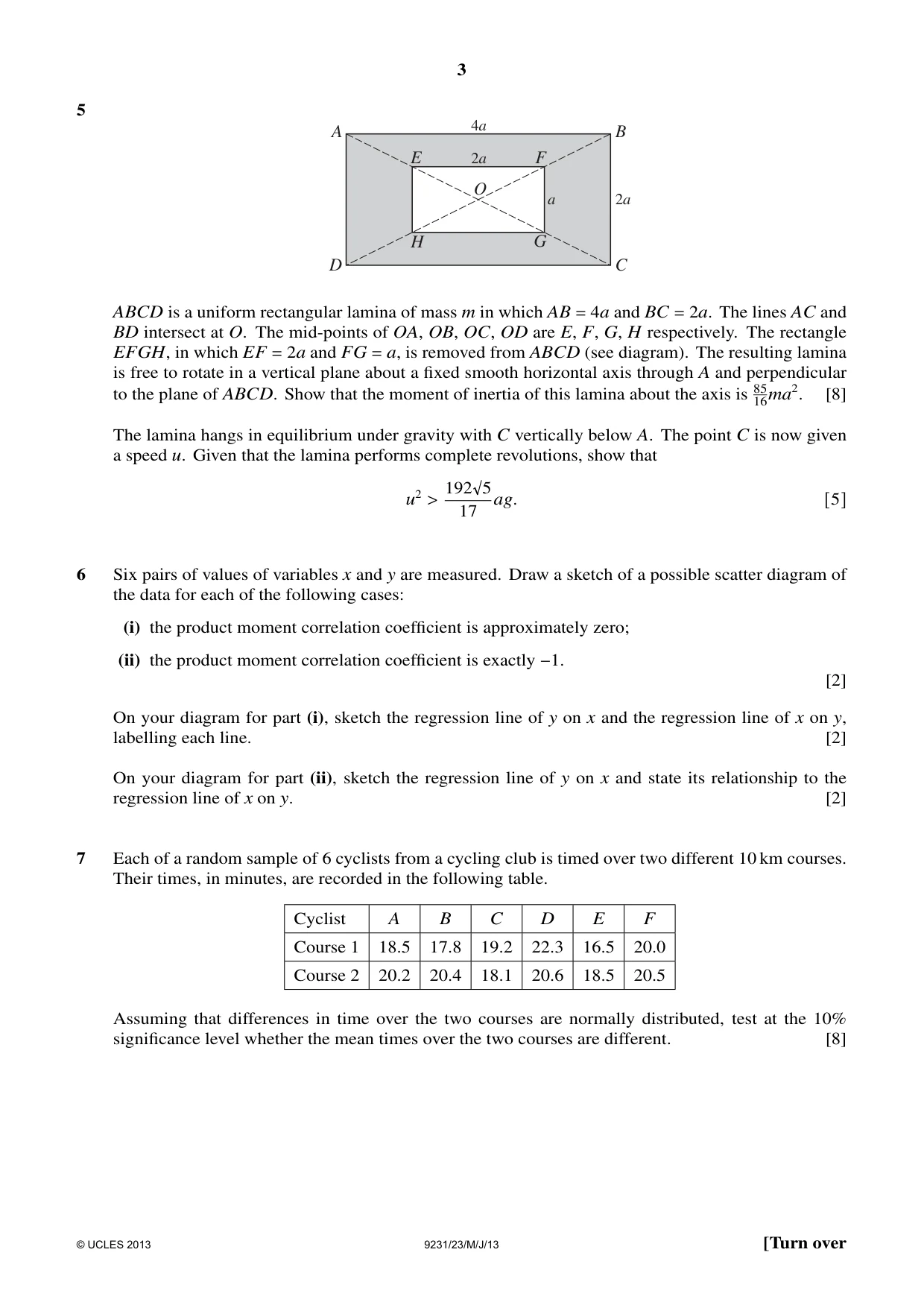 Cambridge A Level Mathematics - Further 9231 2013 May/June Paper 2 · Variant 3 question paper, page 3 of 8
