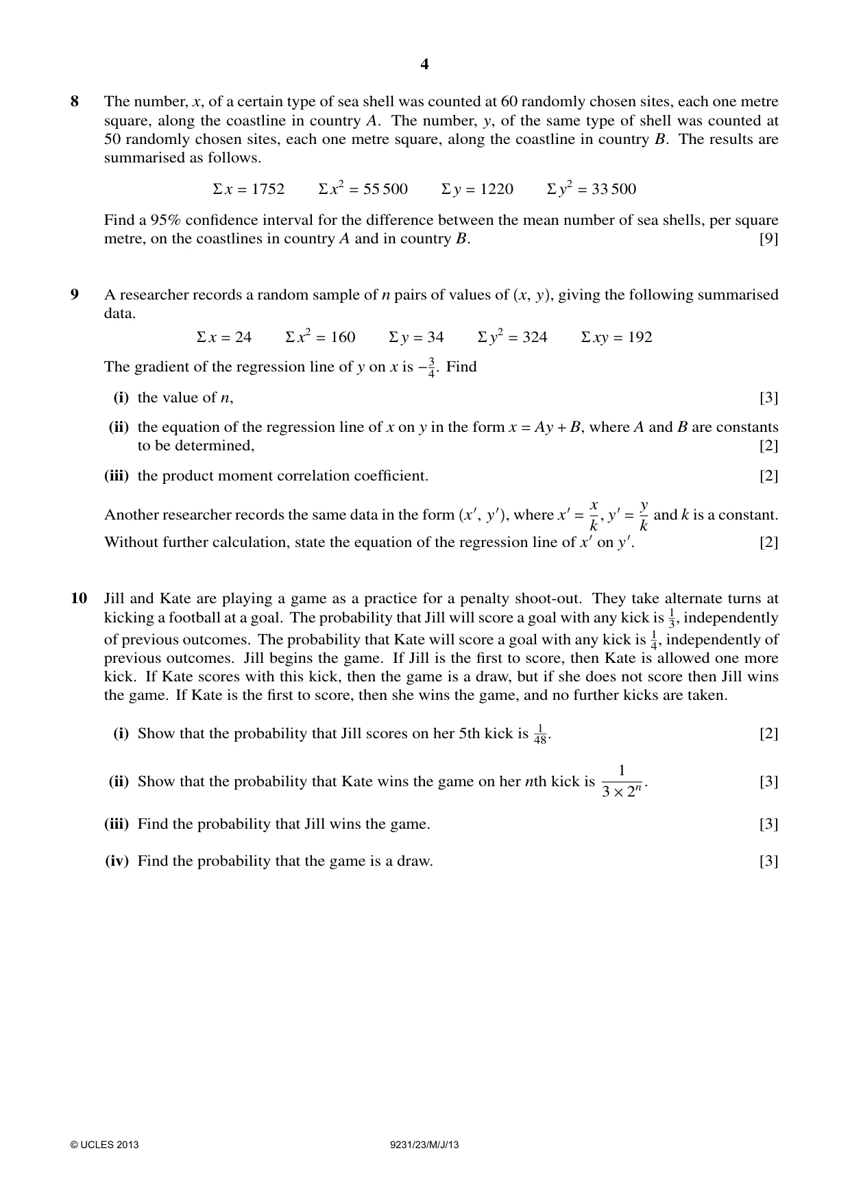 Cambridge A Level Mathematics - Further 9231 2013 May/June Paper 2 · Variant 3 question paper, page 4 of 8