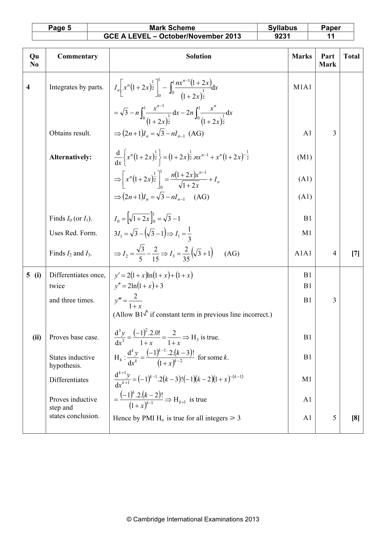 Mark scheme, page 5 of 10