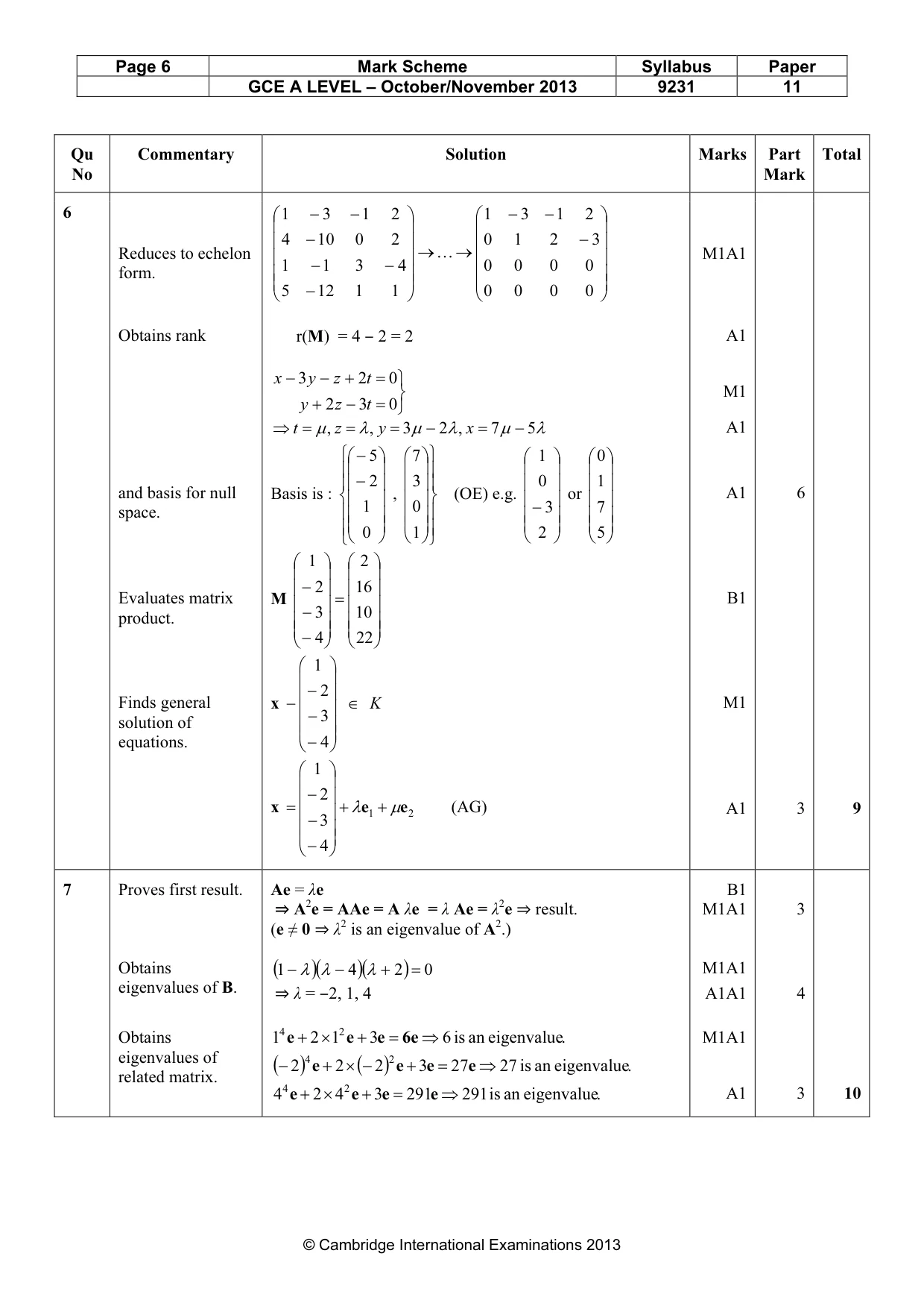 Mark scheme, page 6 of 10