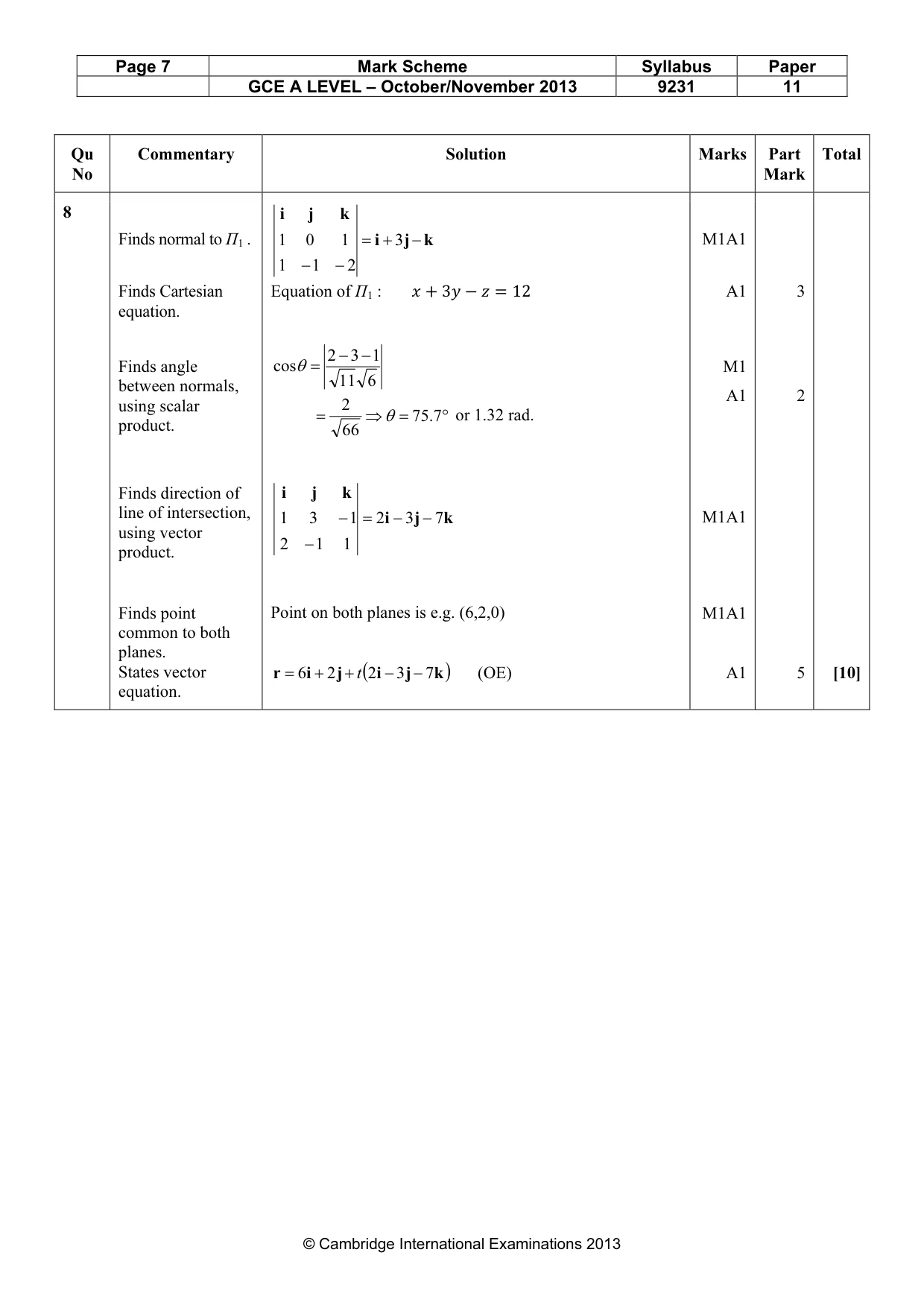 Mark scheme, page 7 of 10