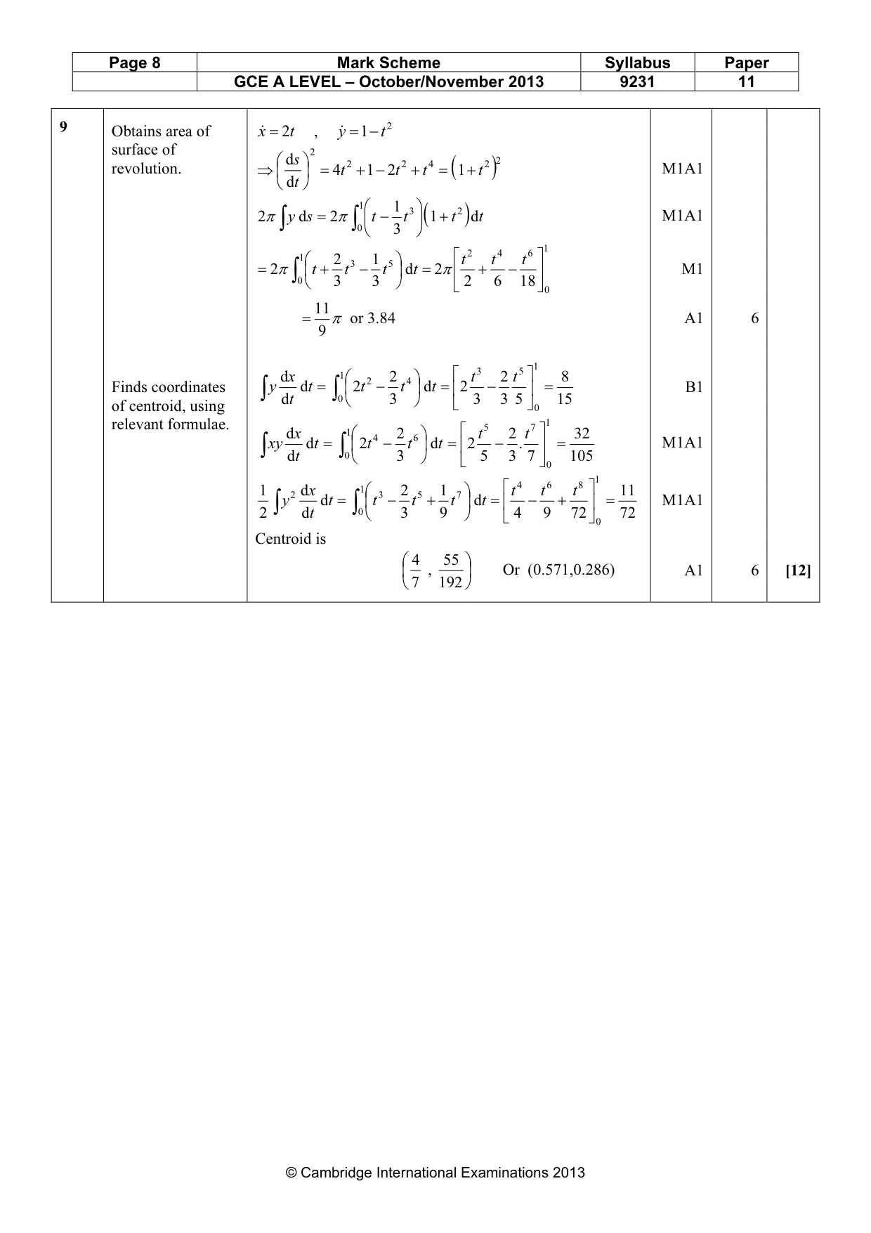 Mark scheme, page 8 of 10