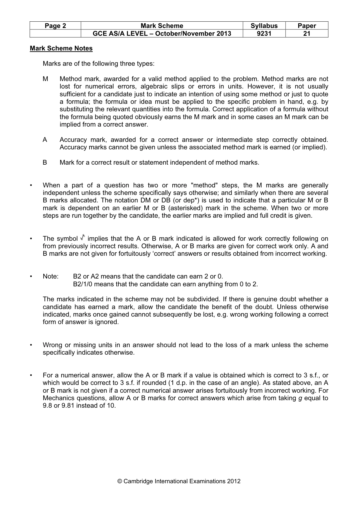 Mark scheme, page 2 of 7