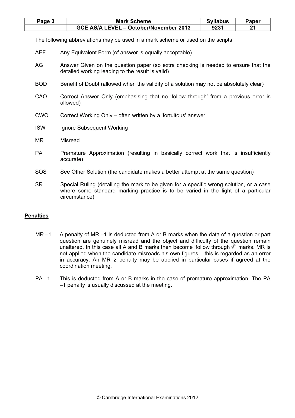 Mark scheme, page 3 of 7