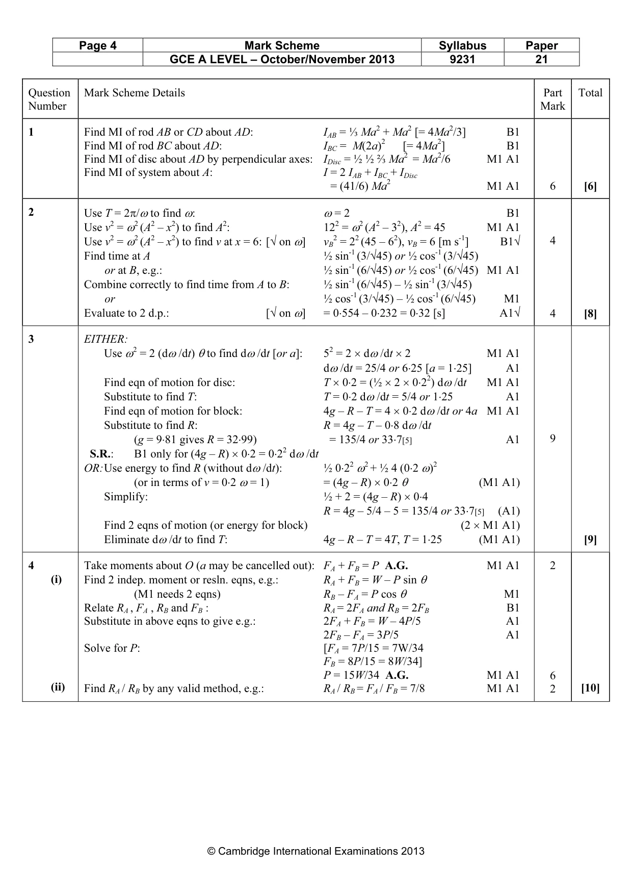 Mark scheme, page 4 of 7