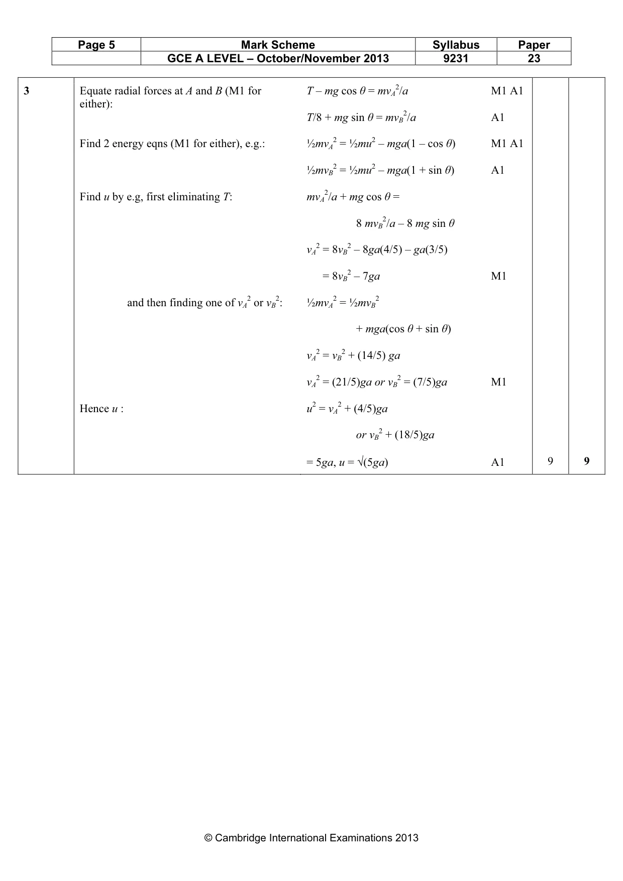 Mark scheme, page 5 of 11