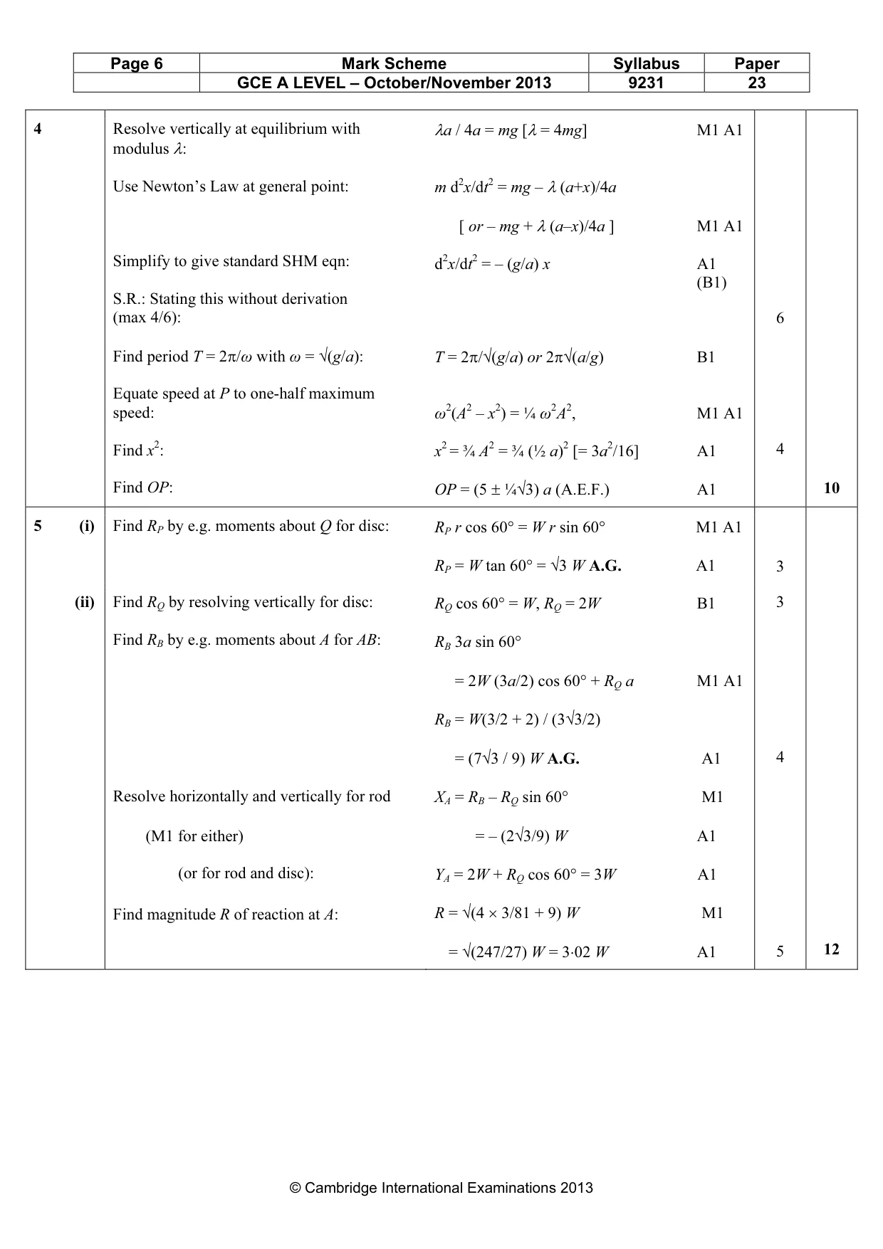 Mark scheme, page 6 of 11