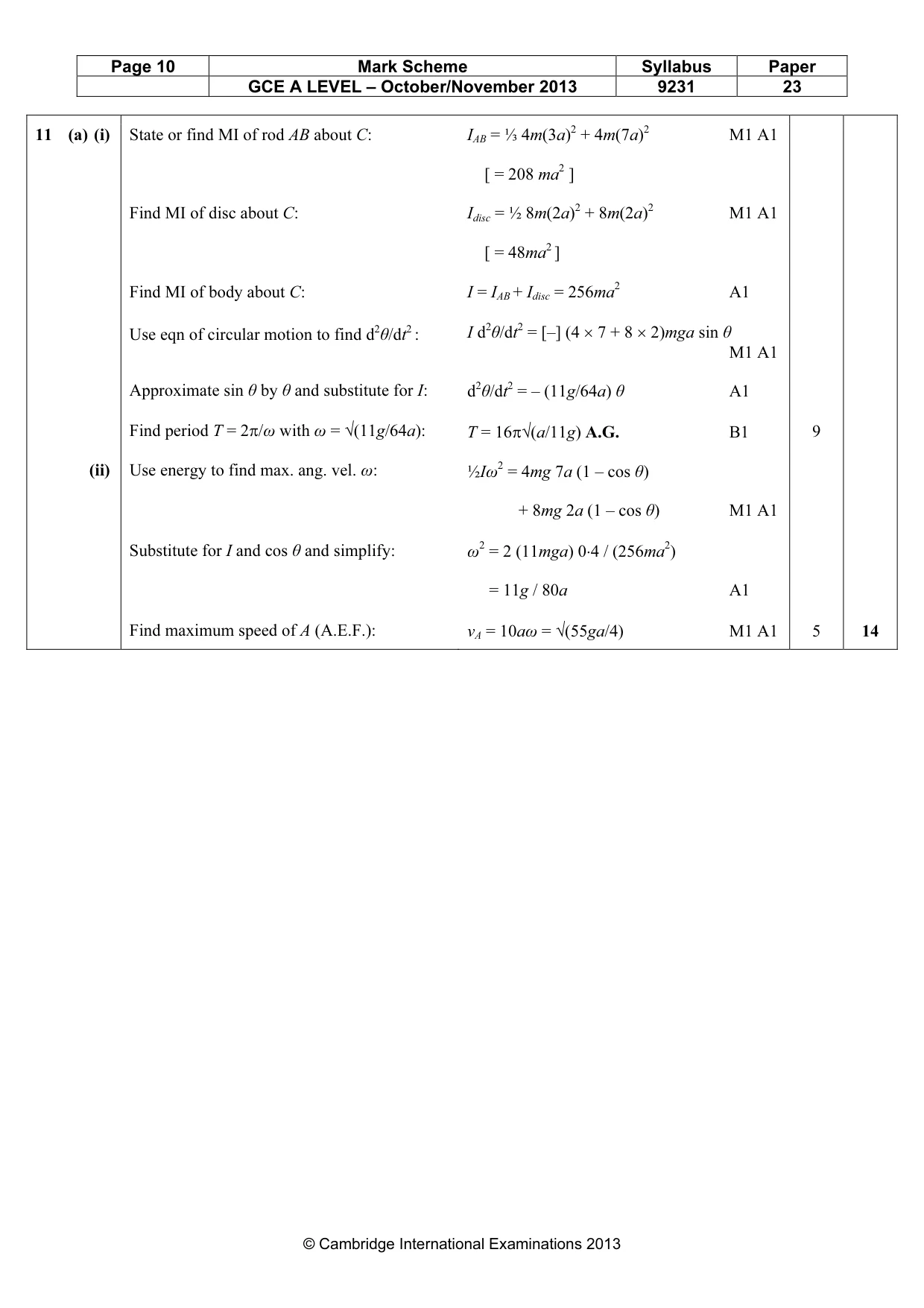 Mark scheme, page 10 of 11