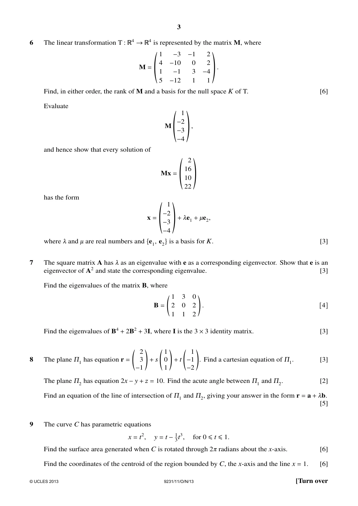 Cambridge A Level Mathematics - Further 9231 2013 Oct/Nov Paper 1 · Variant 1 question paper, page 3 of 4