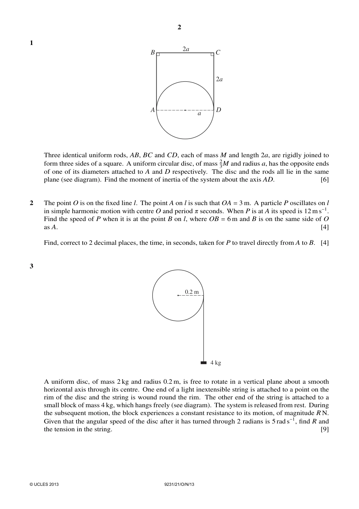 Cambridge A Level Mathematics - Further 9231 2013 Oct/Nov Paper 2 · Variant 1 question paper, page 2 of 8