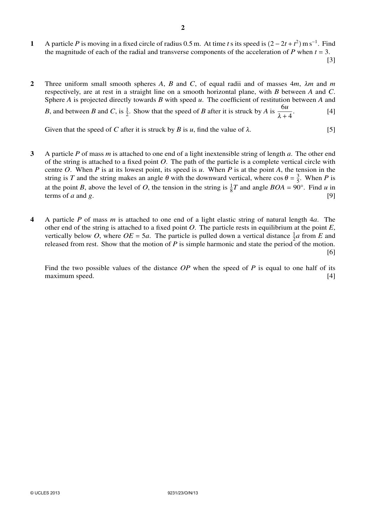 Cambridge A Level Mathematics - Further 9231 2013 Oct/Nov Paper 2 · Variant 3 question paper, page 2 of 8