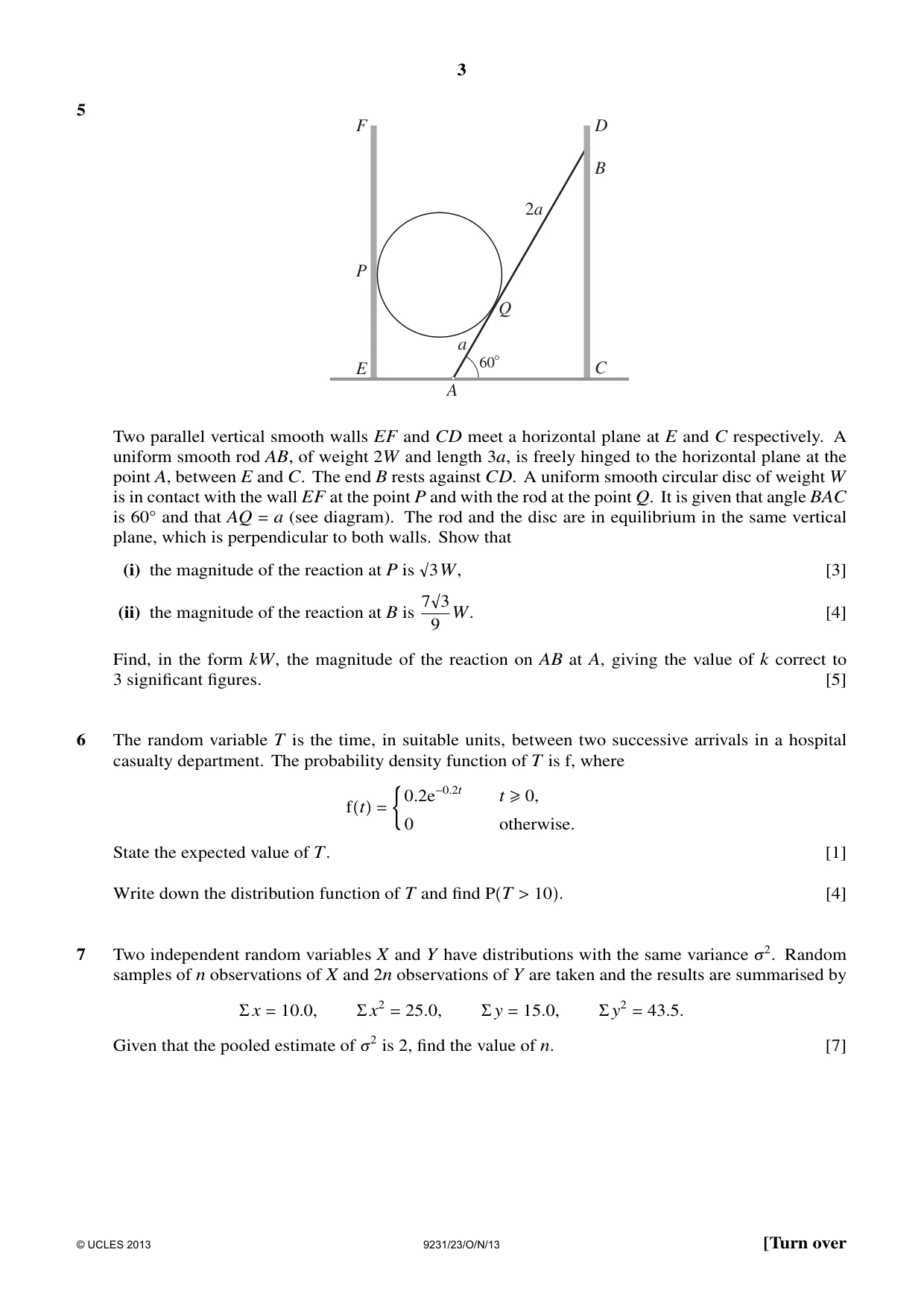 Cambridge A Level Mathematics - Further 9231 2013 Oct/Nov Paper 2 · Variant 3 question paper, page 3 of 8