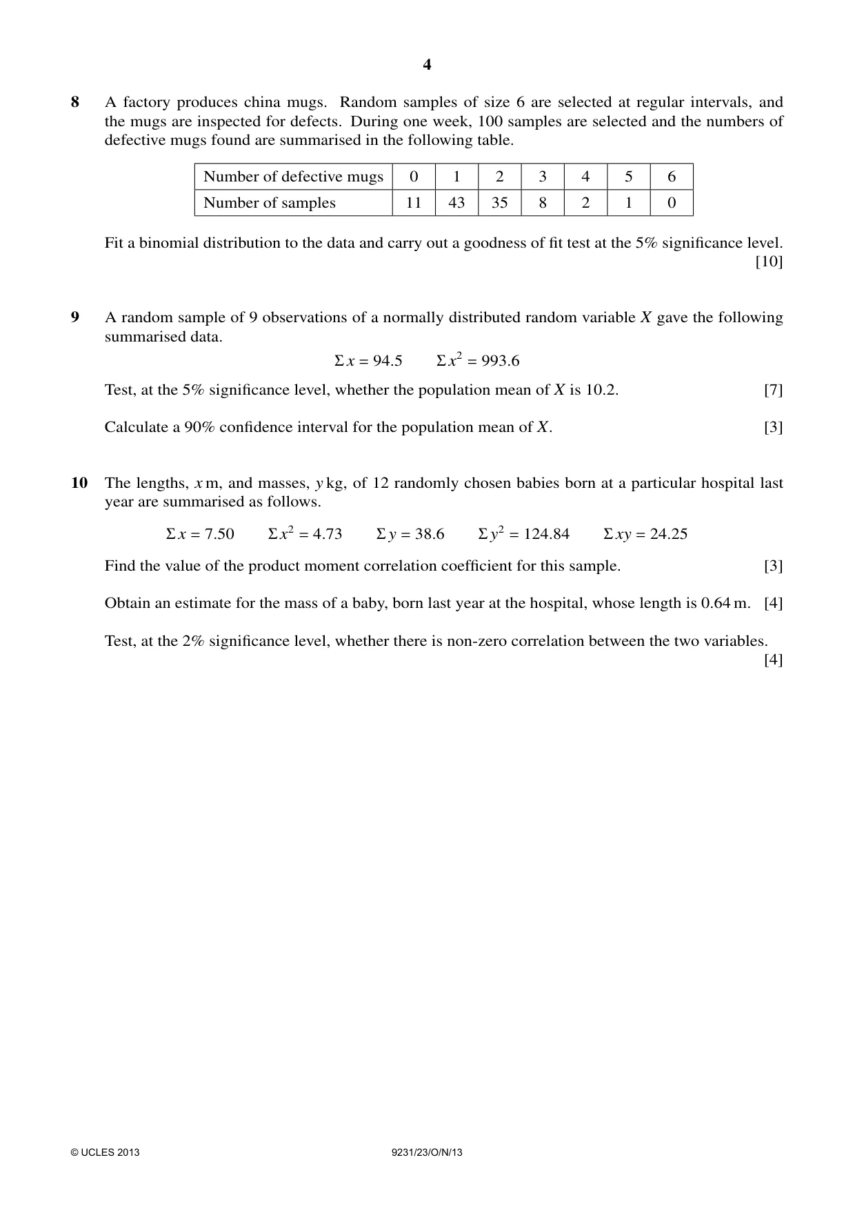 Cambridge A Level Mathematics - Further 9231 2013 Oct/Nov Paper 2 · Variant 3 question paper, page 4 of 8