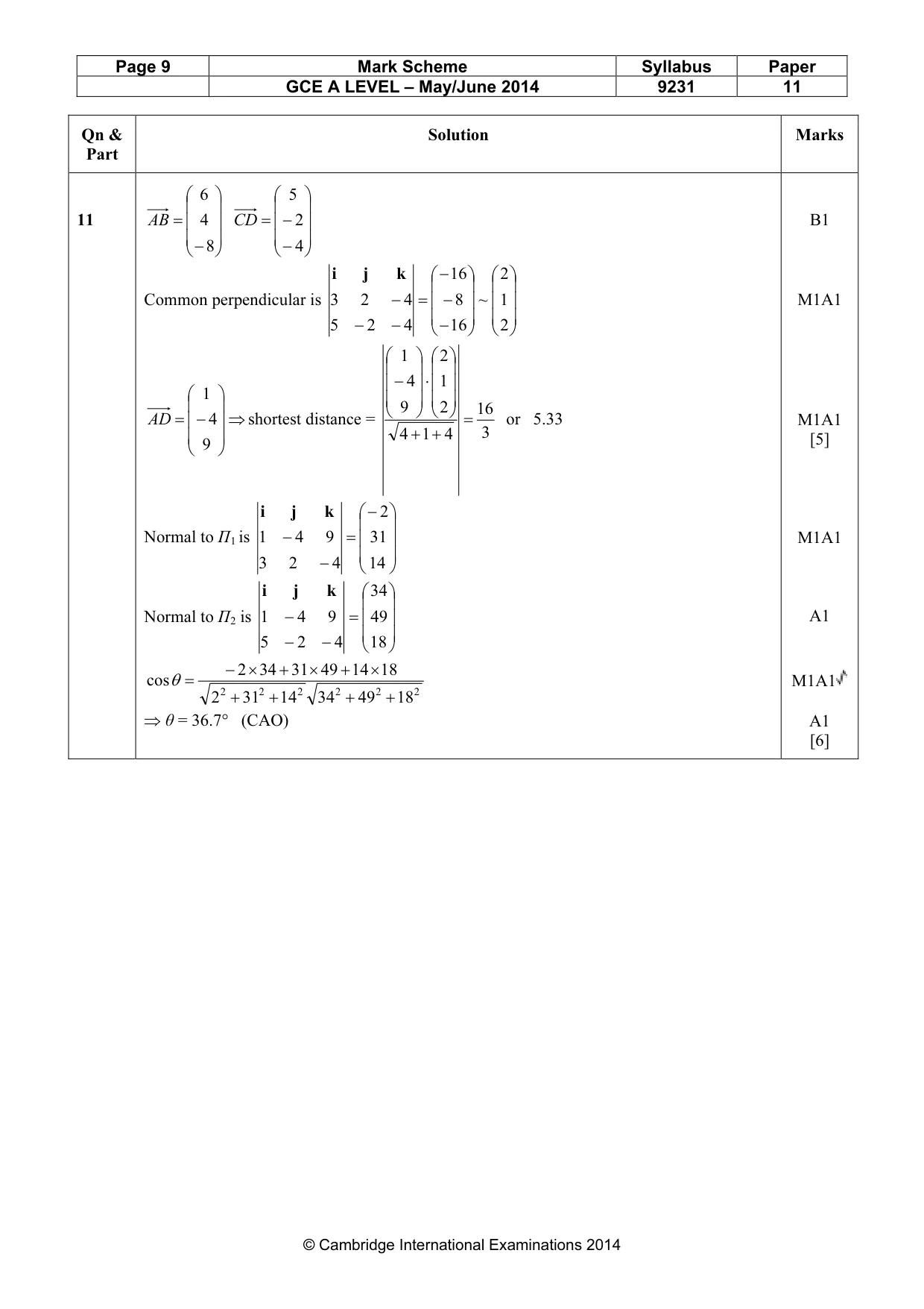 Mark scheme, page 9 of 10