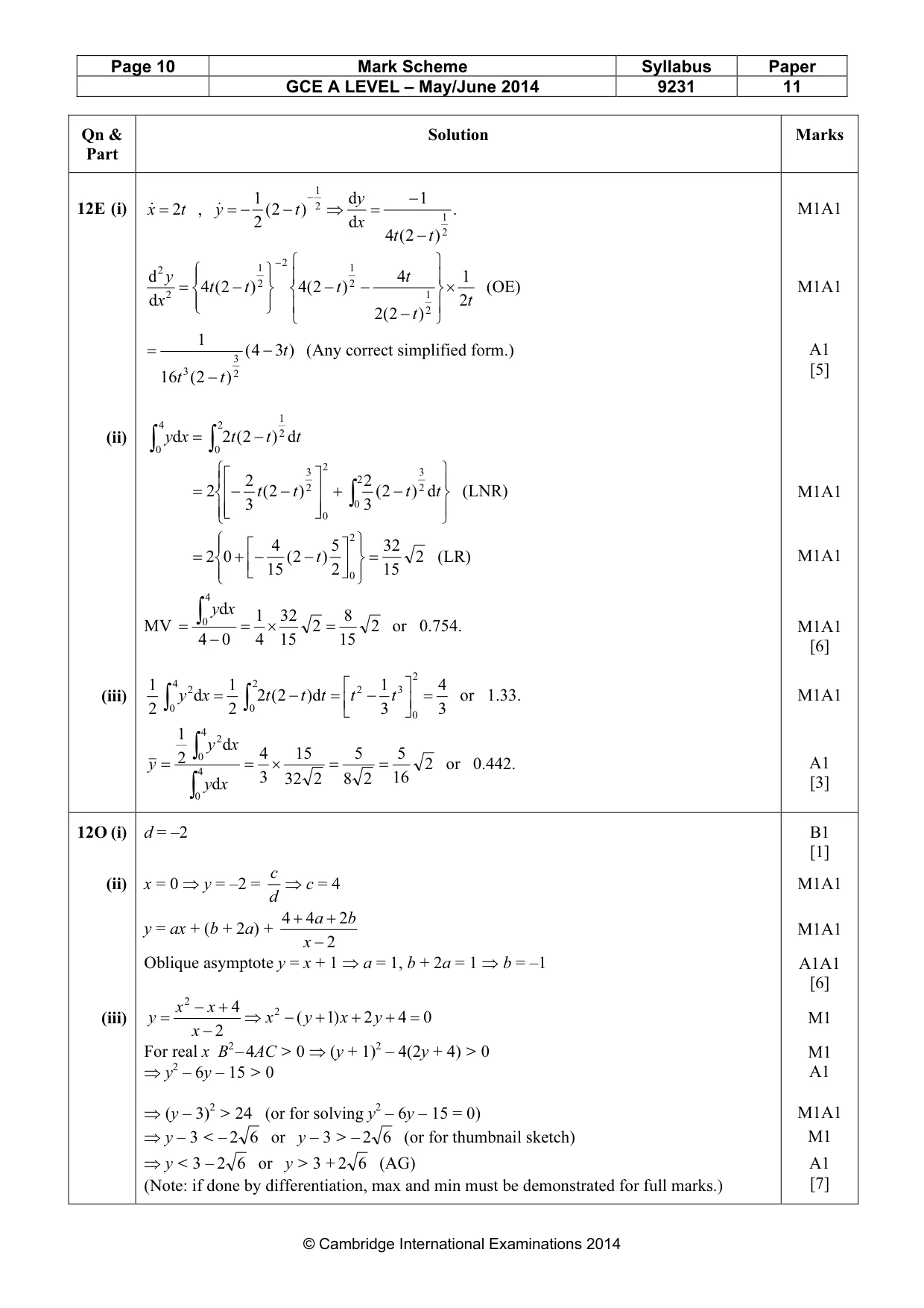 Mark scheme, page 10 of 10