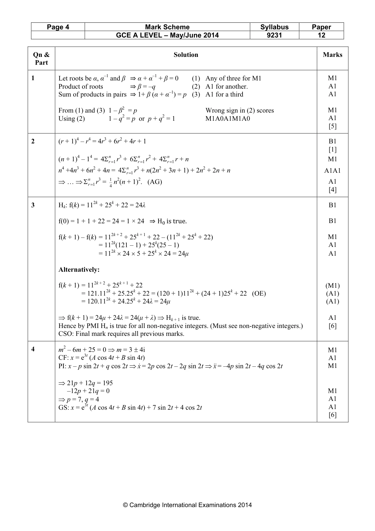 Mark scheme, page 4 of 10