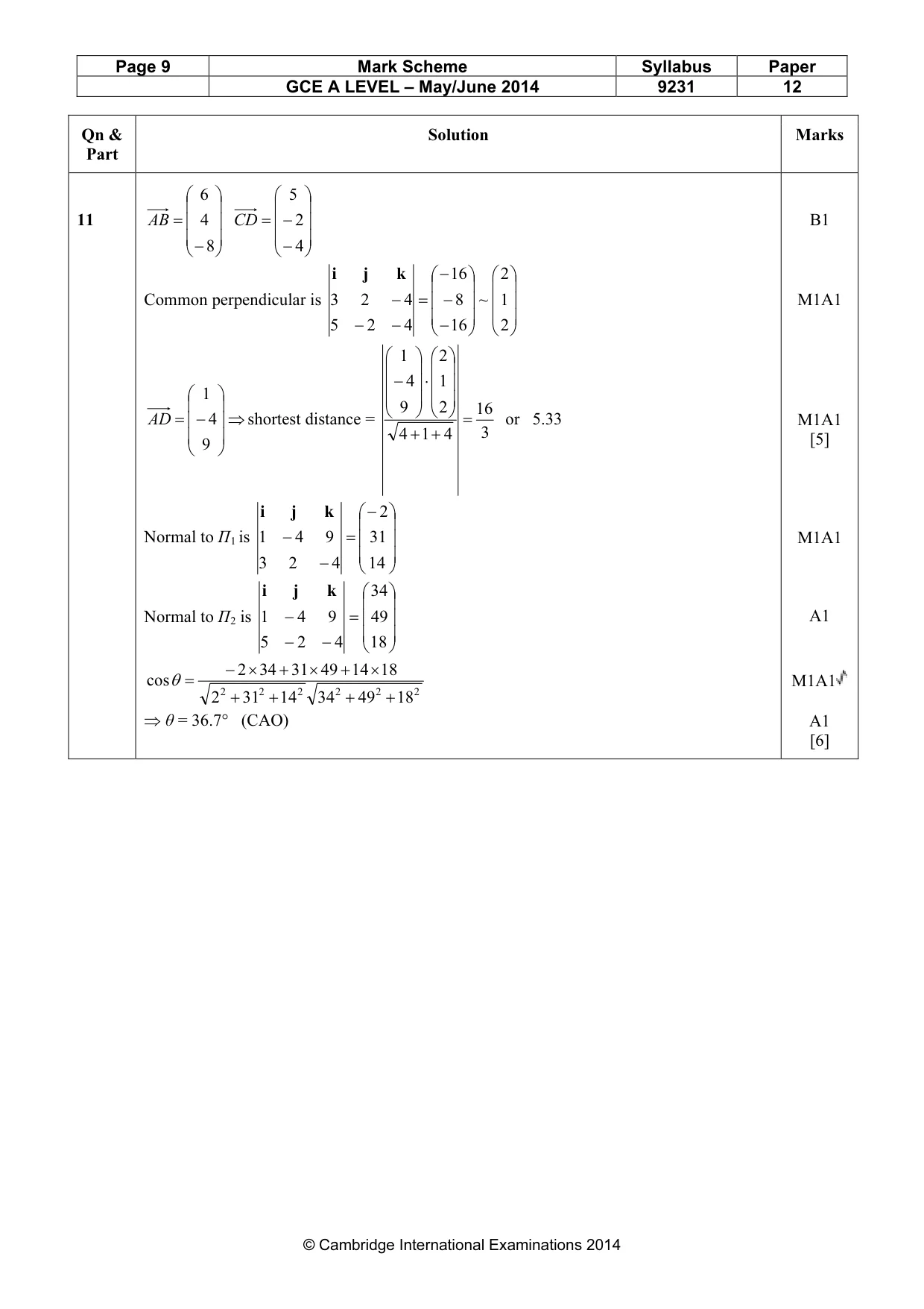 Mark scheme, page 9 of 10