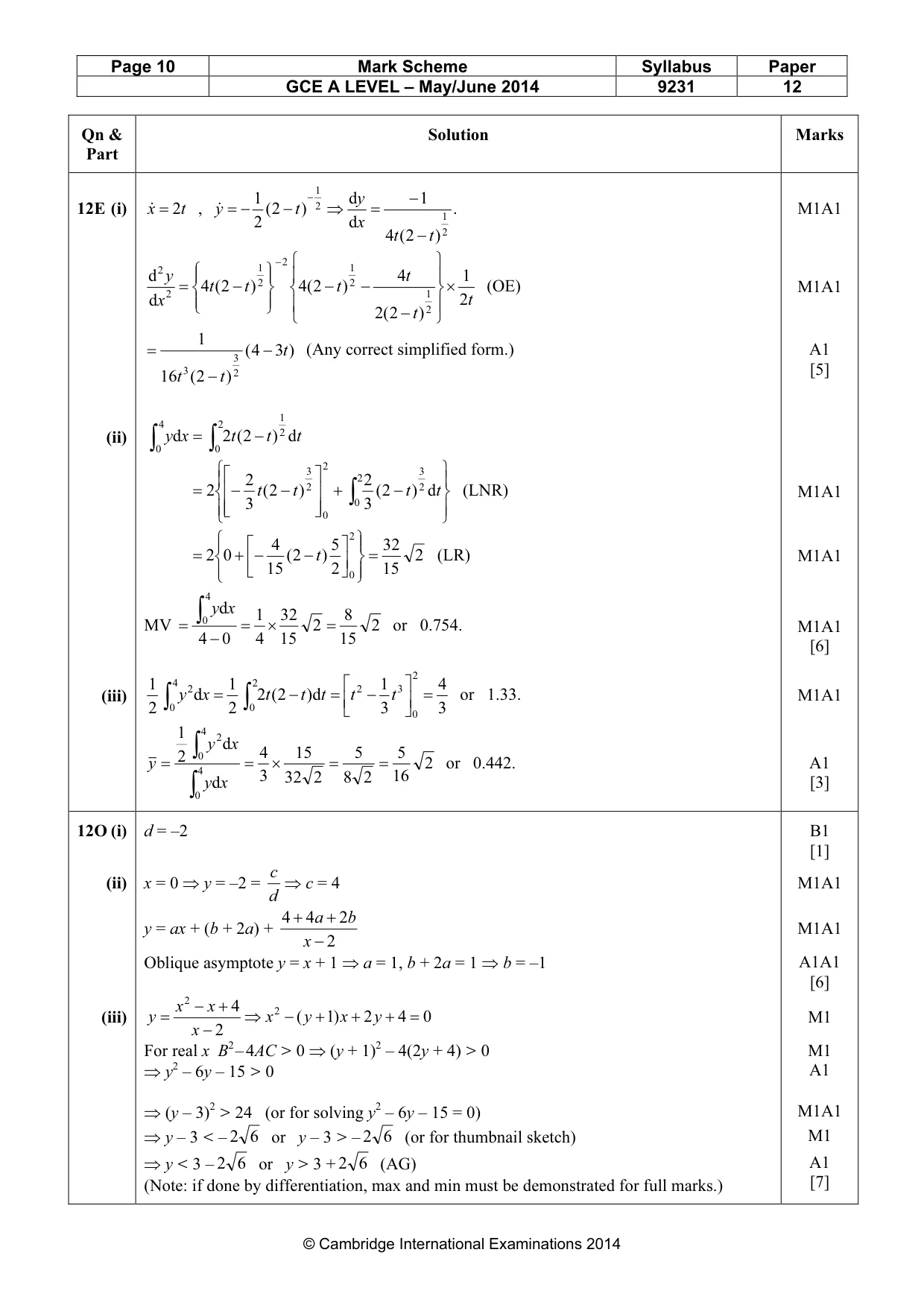 Mark scheme, page 10 of 10