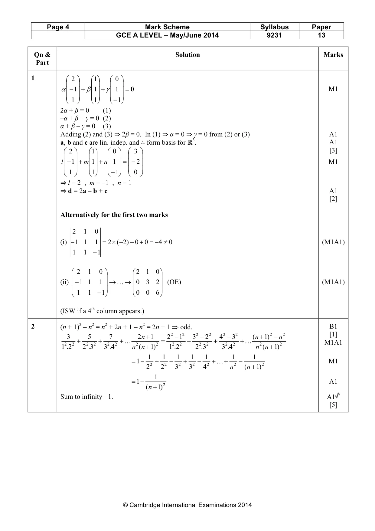 Mark scheme, page 4 of 12