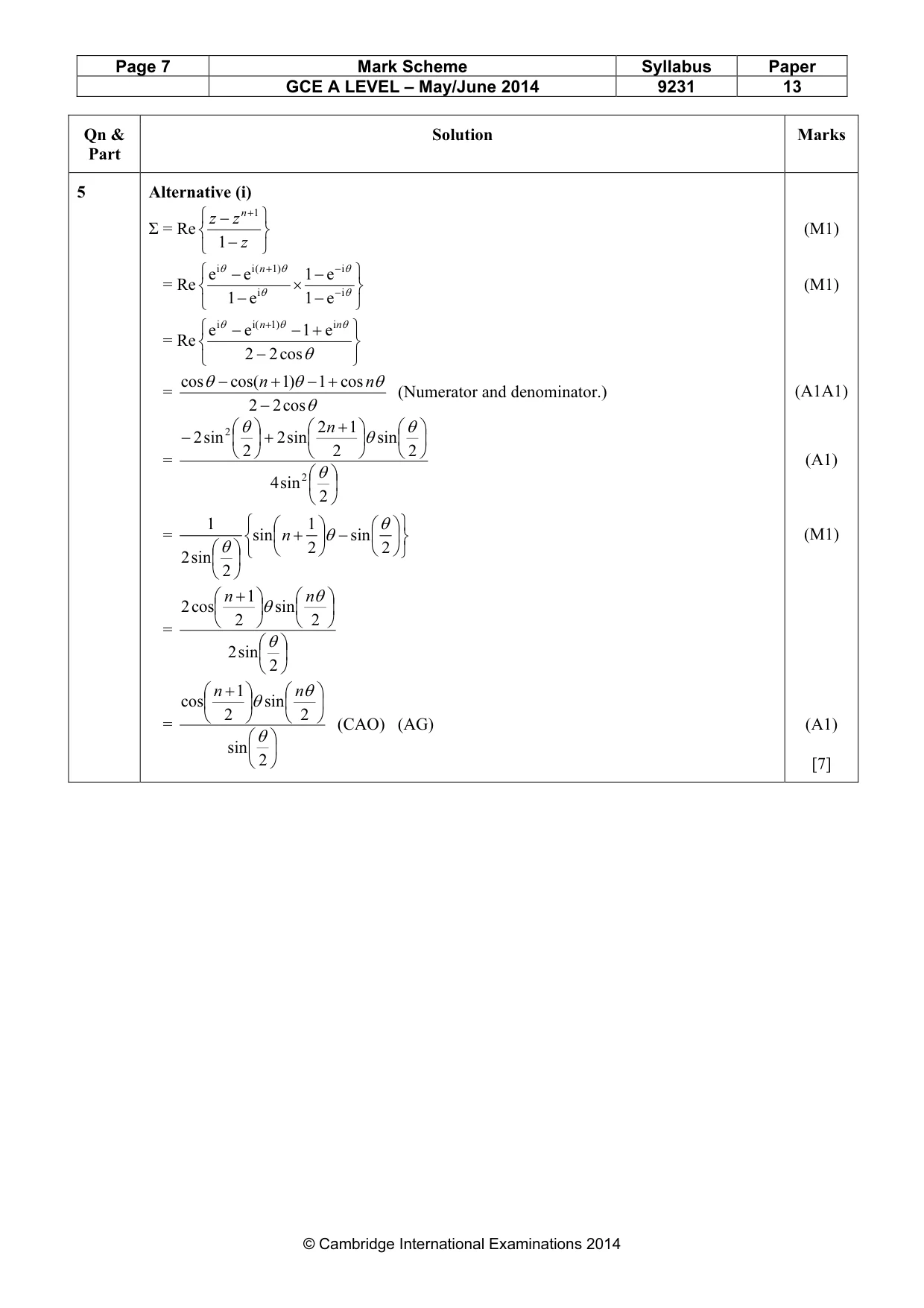 Mark scheme, page 7 of 12