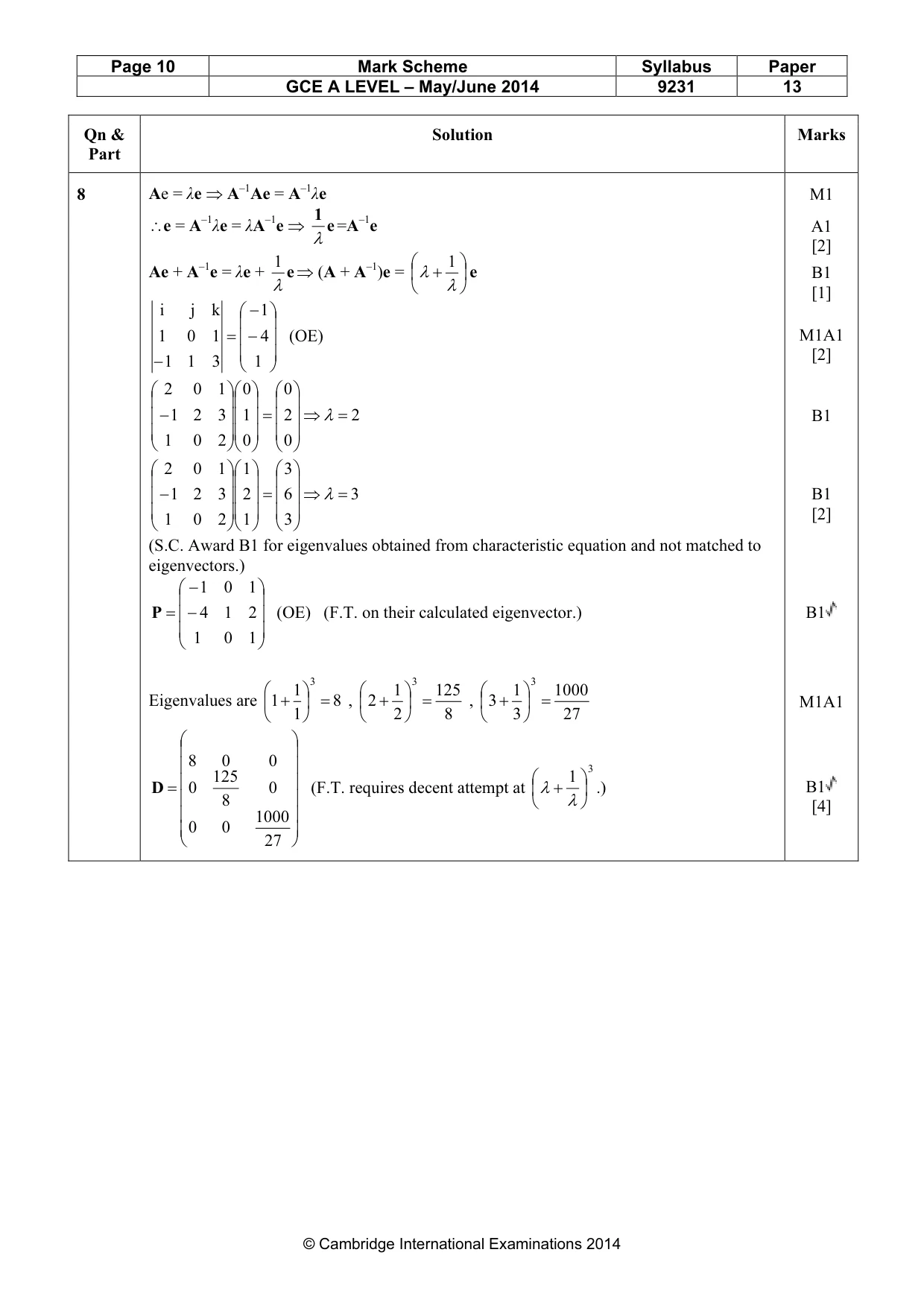 Mark scheme, page 10 of 12