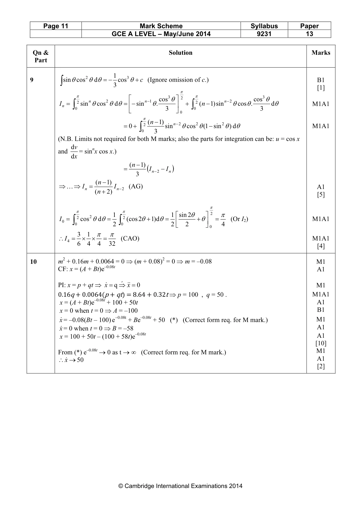 Mark scheme, page 11 of 12