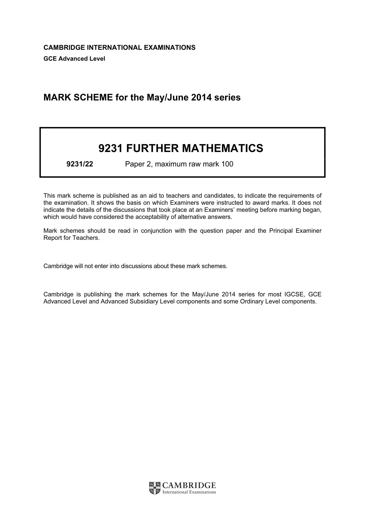Mark scheme, page 1 of 9