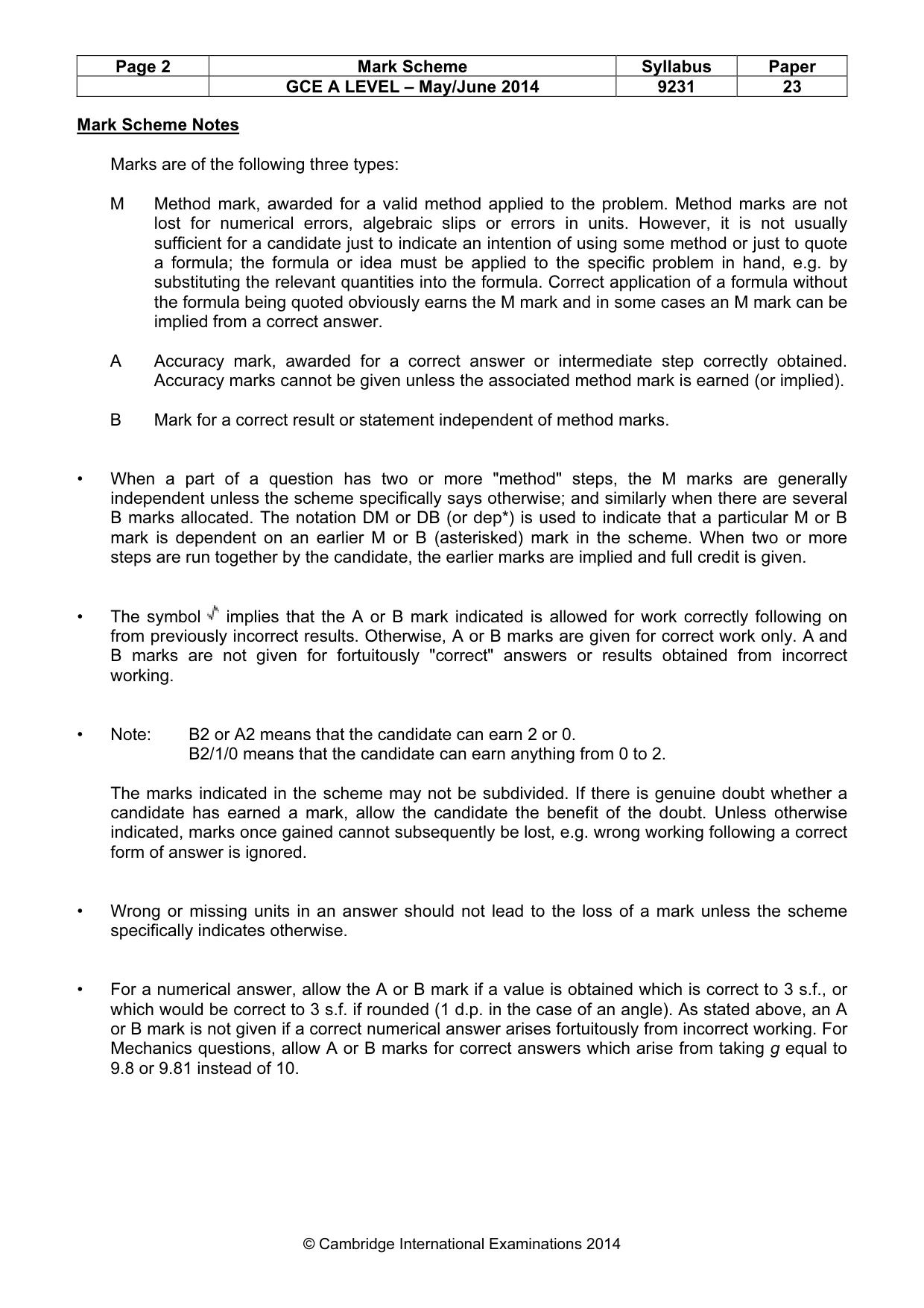 Mark scheme, page 2 of 16