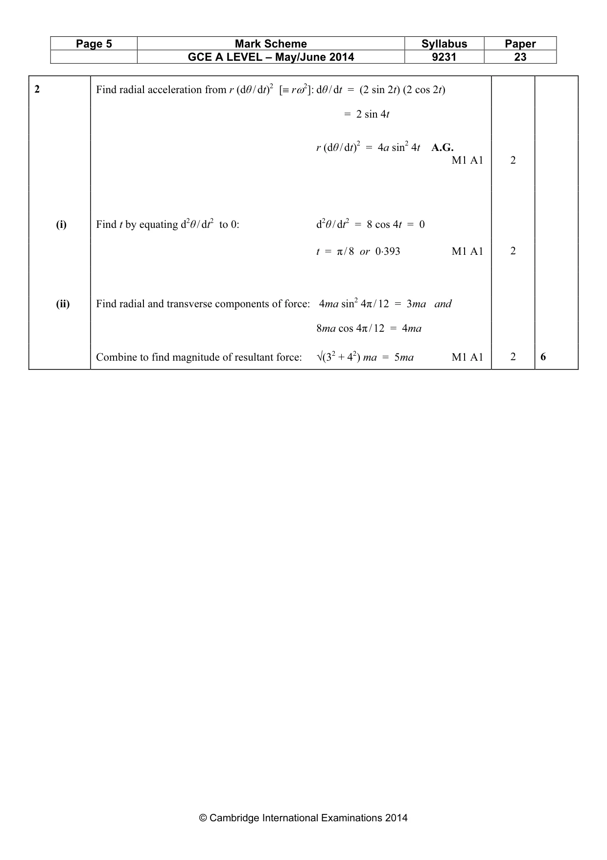 Mark scheme, page 5 of 16