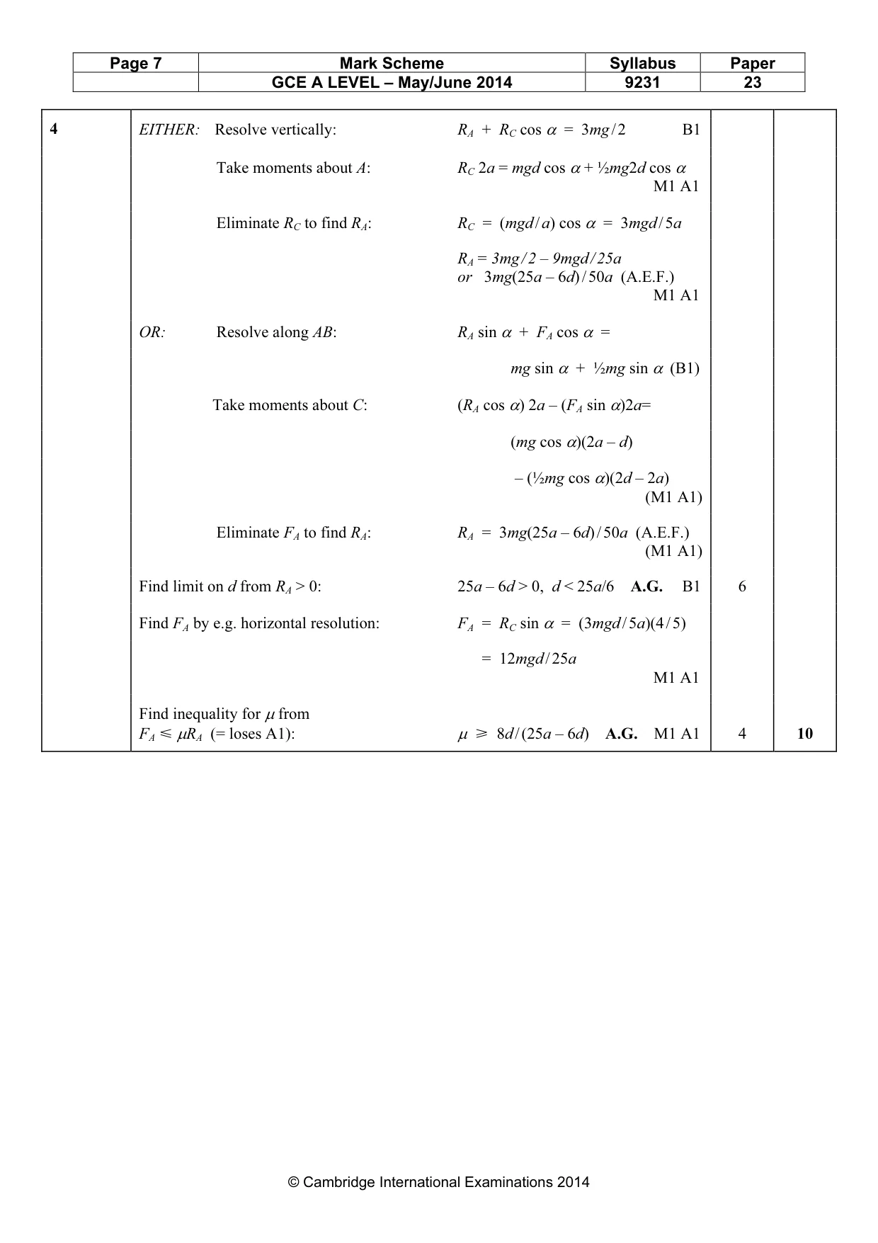 Mark scheme, page 7 of 16