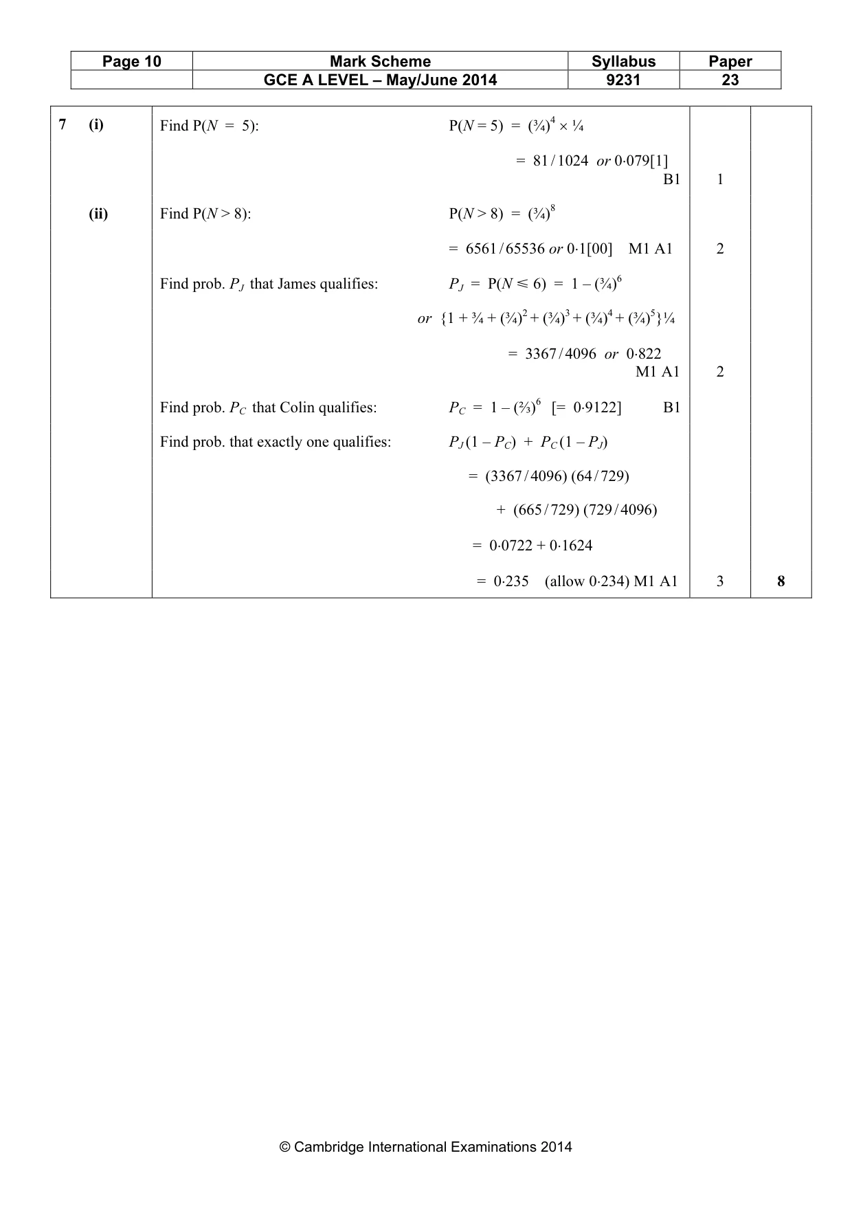 Mark scheme, page 10 of 16