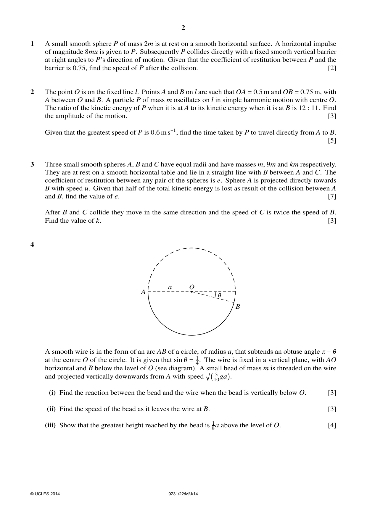 Cambridge A Level Mathematics - Further 9231 2014 May/June Paper 2 · Variant 2 question paper, page 2 of 8