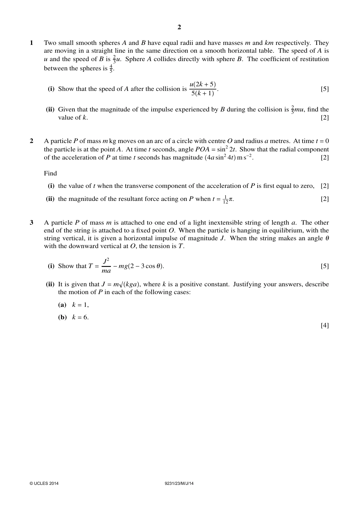 Cambridge A Level Mathematics - Further 9231 2014 May/June Paper 2 · Variant 3 question paper, page 2 of 8