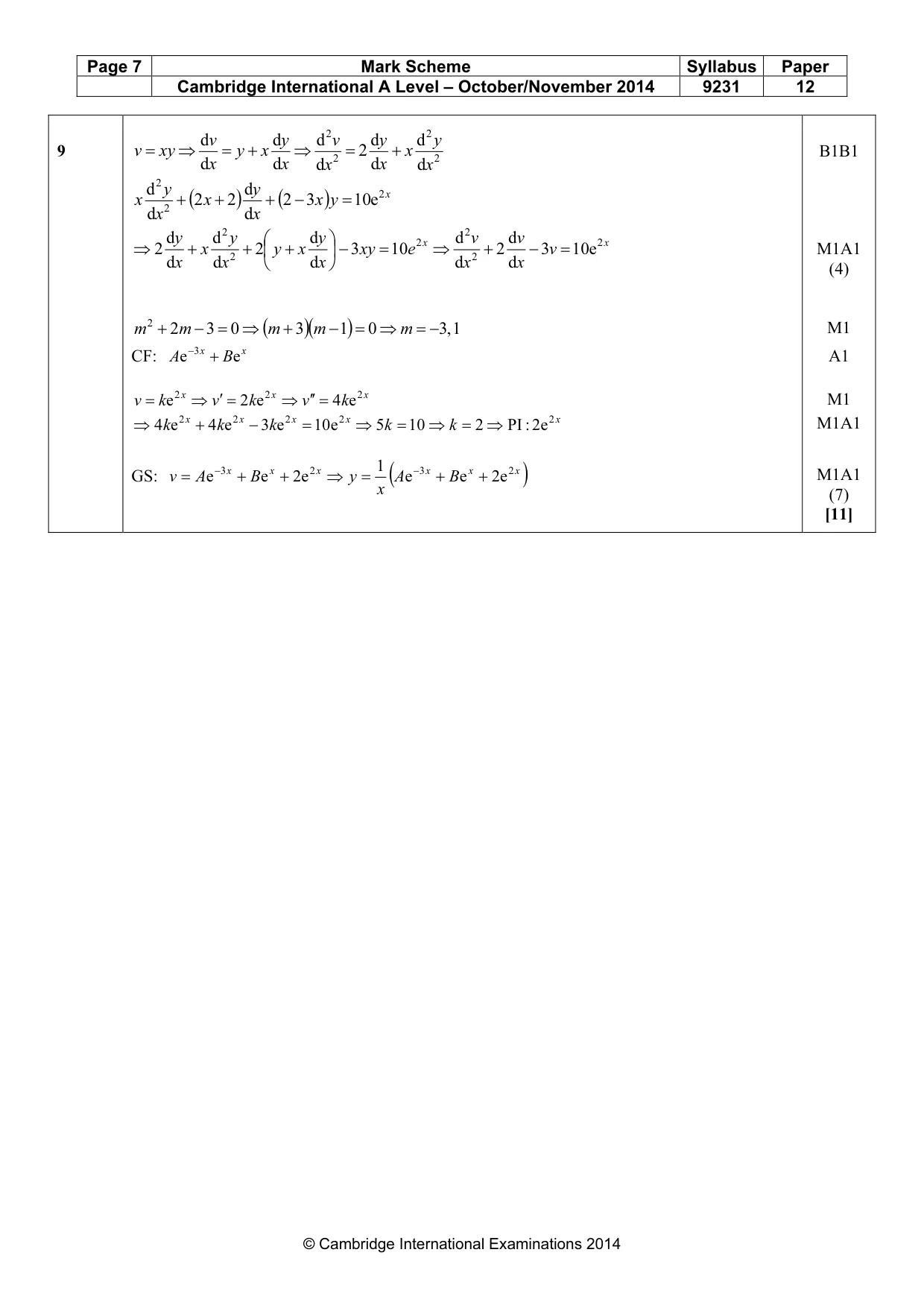 Mark scheme, page 7 of 9