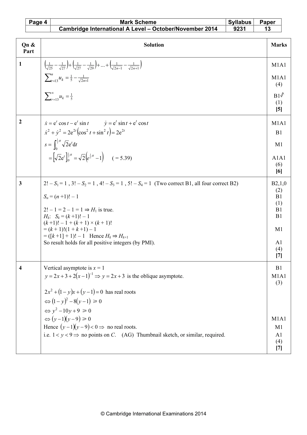Mark scheme, page 4 of 9