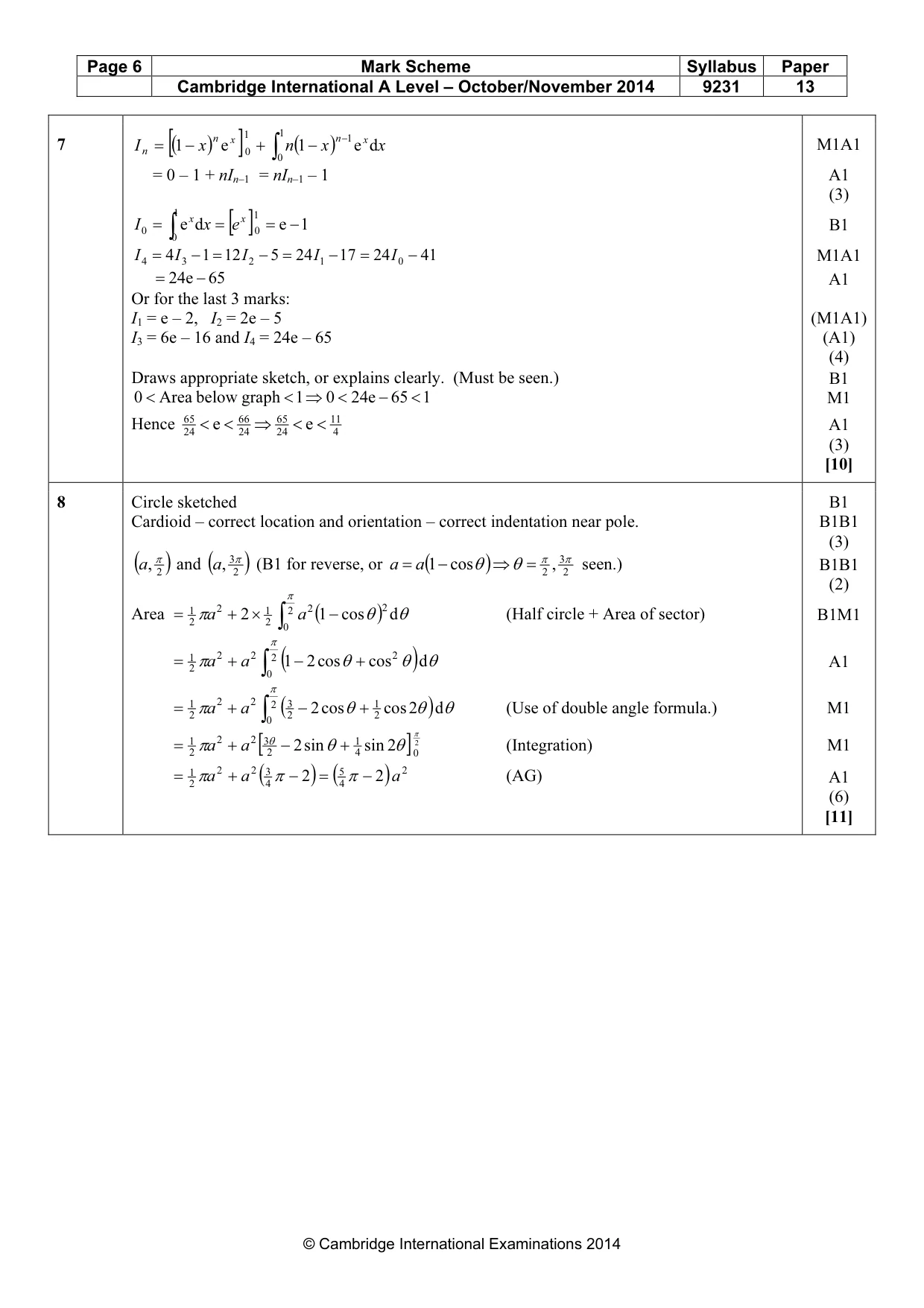 Mark scheme, page 6 of 9