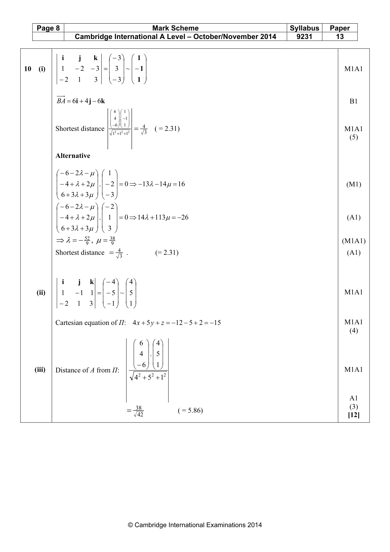 Mark scheme, page 8 of 9